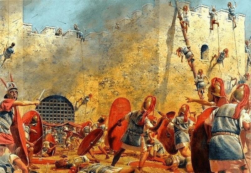 Daily_Hist01's tweet photo. After over 100 years of conflict the Romans finally defeated their biggest rival in the Mediterranean. The city of Carthage once a dominant maritime power met its end. 

When Scipio Aemilianus stood looking at Carthage burning in 146 BCE, he did not celebrate. He wept.

His close friend and mentor, the Greek historian Polybius, was standing right beside him and recorded Scipio's exact reaction. As the city that had survived for 700 years was reduced to ash and its 50,000 surviving citizens were dragged into slavery, Scipio fell into deep melancholy.

He turned to Polybius, gripped his hand, and said:

"A glorious moment, Polybius; but I have a dread foreboding that someday the same doom will be pronounced on my own country."