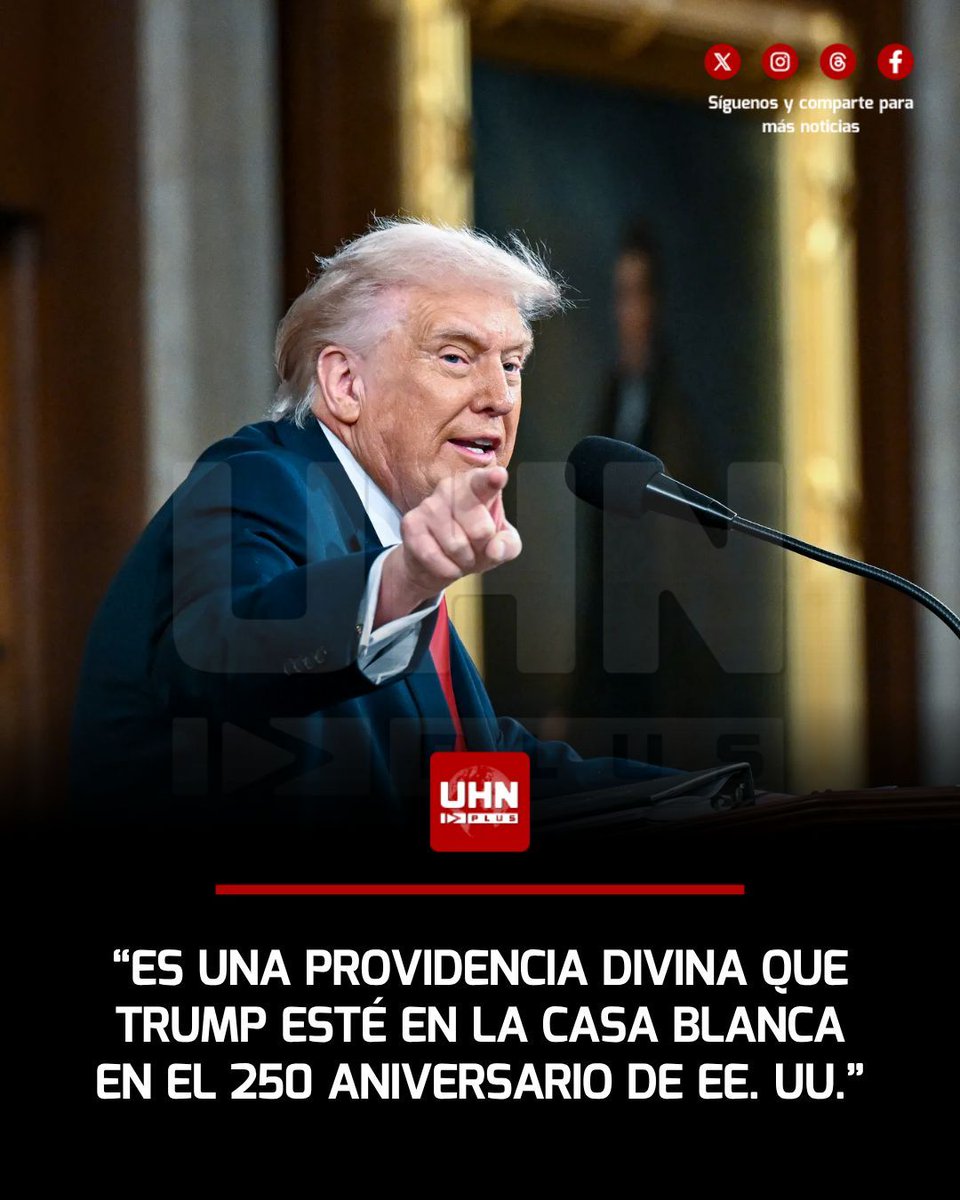 UHN_Plus's tweet photo. 🇺🇸‼️ | El Subjefe de Gabinete de la Casa Blanca, Stephen Miller, calificó como un hecho de "providencia divina" que Donald Trump sea el presidente de los Estados Unidos durante el 250 aniversario de la nación este 4 de julio, asegurando que el retorno del mandatario responde a un destino manifiesto.