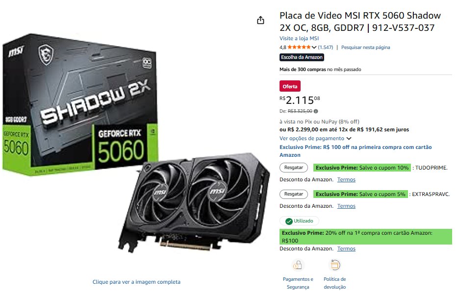 kandinhapromo's tweet photo. Placa de Video MSI RTX 5060 Shadow 2X OC, 8GB, GDDR7
💵 R$1899 no Pix
🎟️ CUPOM: TUDOPRIME + EXTRA5PRAVC

🛒 Link do produto:
https://t.co/XkJGb39rce https://t.co/gQy9IzXHTX
