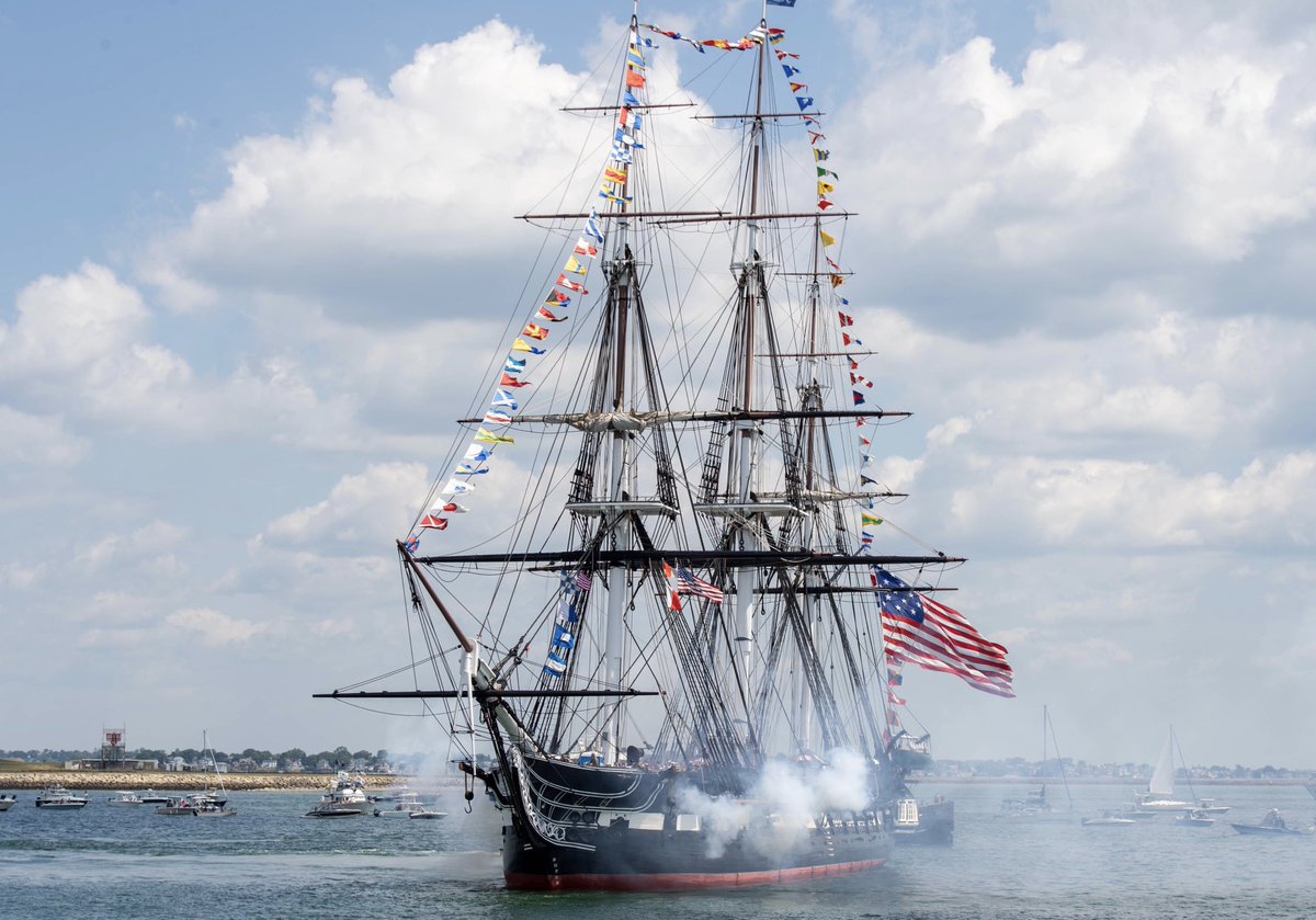 WarshipCam's tweet photo. USS Constitution frigate out today in Boston Harbor - July 4, 2026    SRC: X-@USSConstitution https://t.co/1OOTNk9Djy