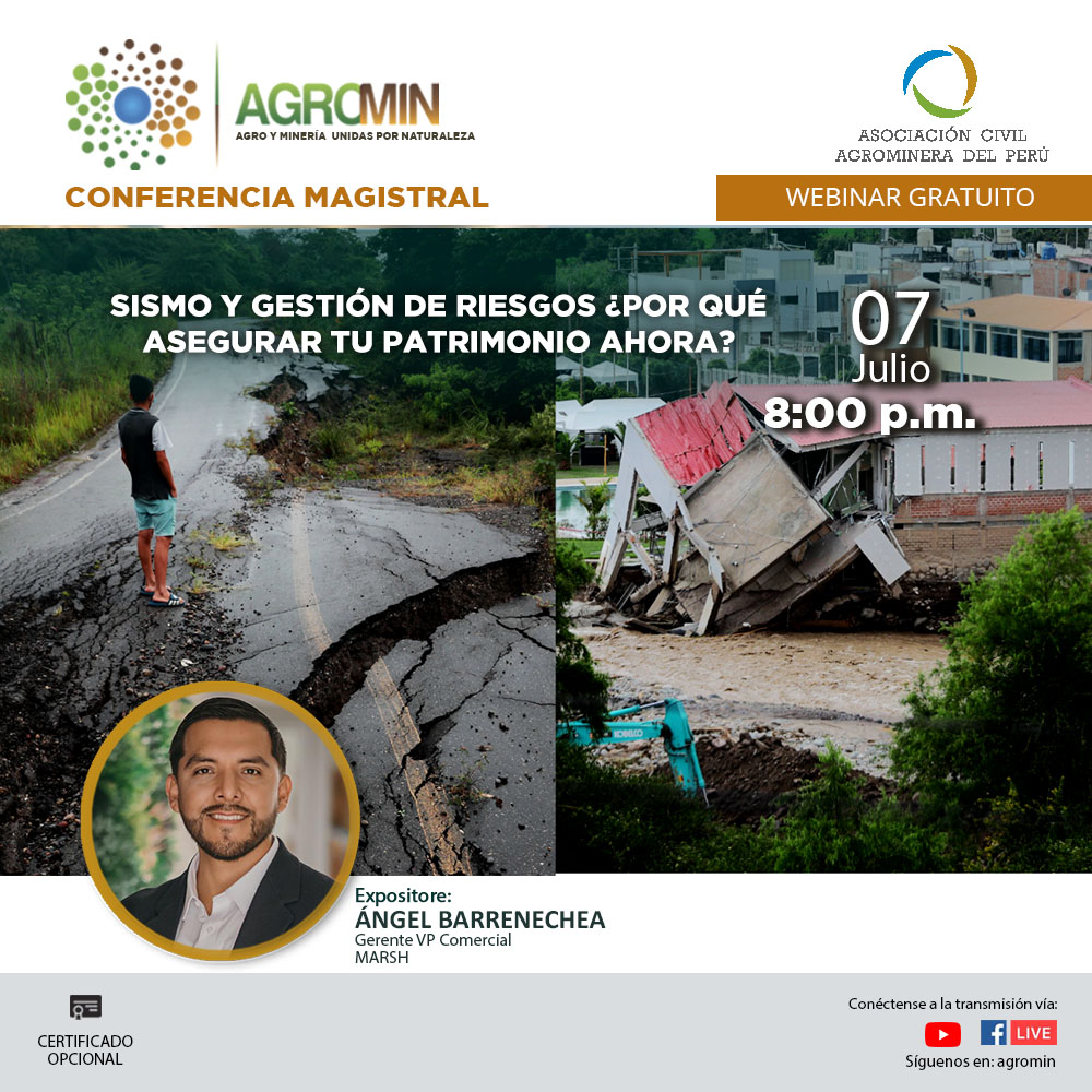 AgrominPeru's tweet photo. 📆 Martes 07 de julio |🕗8:00 p.m.
✅ SISMO Y GESTIÓN DE RIESGOS ¿POR QUÉ ASEGURAR TU PATRIMONIO AHORA?
✍️ Inscríbete aquí: https://t.co/bXTajekda5
Transmisión en vivo por:
✅ https://t.co/3Lyoavi4n7
✅ https://t.co/EaJgm4tLbn
AGRO Y MINERÍA: CONVIVENCIA HACIA EL DESARROLLO https://t.co/zlPHayqG84