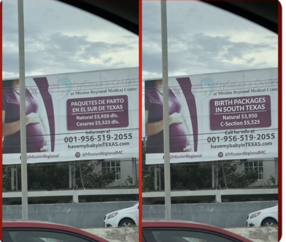 CSalcedoShow's tweet photo. Hospital Birth Packages in Texas Border Areas:
Reports confirm that providers in Texas border communities (e.g., the Rio Grande Valley and El Paso) offer or facilitate maternity packages targeted at international/self-pay patients, including from Latin America. These leverage proximity, bilingual services, and the appeal of U.S. birth for the child’s citizenship.
•  Mission Regional Medical Center (Mission, Texas, a Prime Healthcare facility in the Rio Grande Valley near the Mexico border) promotes birth packages starting at $3,950 for vaginal delivery and $5,225 for C-section. These target international patients through bilingual signs and their website. The timing of visibility and backlash coincided with the June 30 SCOTUS ruling reaffirming birthright citizenship. Critics online accused it of encouraging “anchor babies,” while the hospital frames it as quality maternity care in an area with routine cross-border medical travel. Texas Republicans (e.g., Rep. Brian Harrison) have called for state legislative responses, such as blocking birth certificates in certain cases. @i 
•  Doctores Para Ti (El Paso, Texas, a medical group facilitating care at local hospitals like Las Palmas or Del Sol) explicitly markets comprehensive maternity packages to international patients:
•  Vaginal birth: $6,652
•  C-section: $8,177 Services include prenatal/delivery/postpartum care (patients can transfer care late in pregnancy), bilingual (English/Spanish) staff, private rooms, and administrative help with the baby’s U.S. birth certificate, passport, and Social Security number. The group describes itself as serving international patients (including from Latin America) who enter legally on valid visas. Their materials and promotions highlight the opportunity for the child to obtain U.S. citizenship and dual nationality. The website has a Spanish version, and they maintain a social media presence targeting Spanish-speaking audiences.
These prices align closely with the user’s “up to $5,000” figure (Mission’s packages fall in or near that range; full packages elsewhere are higher). Birth tourism—traveling to give birth in the U.S. for citizenship—has existed for years (historically involving clients from China, Russia, and elsewhere), but border proximity makes it especially accessible for Latin American patients via short travel, lower logistics costs, and Spanish-language support.