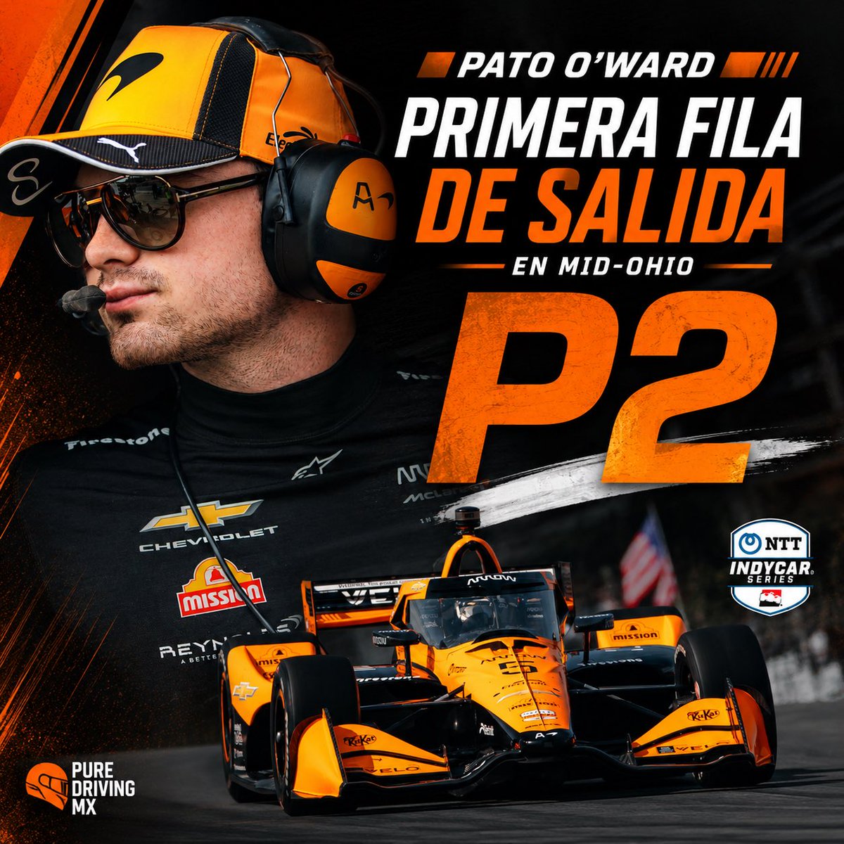 PureDrivingMX's tweet photo. PATO O’WARD P2 EN MID-OHIO 🇲🇽🔥

El mexicano saldrá desde la primera fila en la IndyCar.

A pelearla desde el arranque. 😮‍💨🏁

#IndyCar #PatoOWard https://t.co/Iu5sL1FpQe
