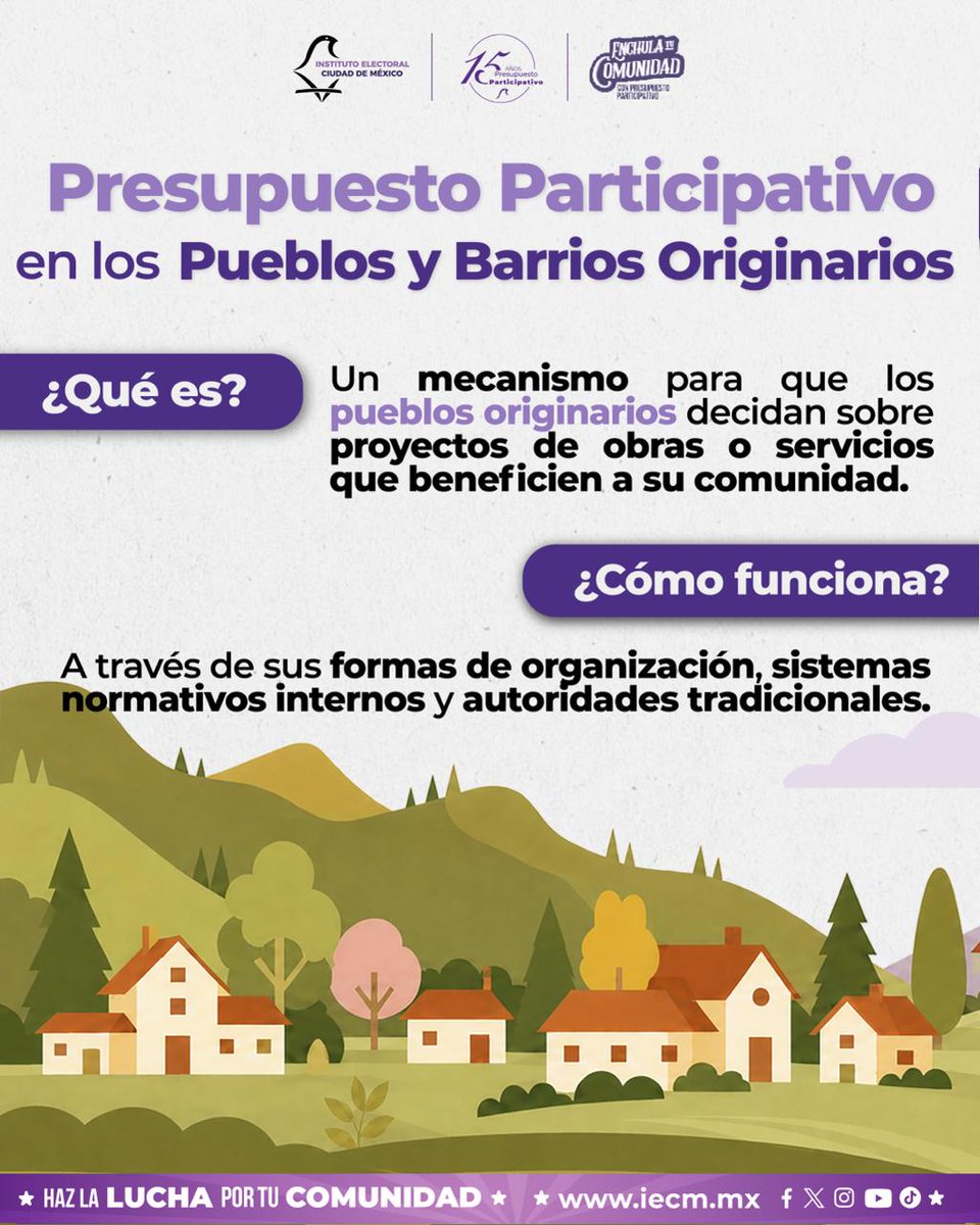 Distrito26_IECM's tweet photo. 🌱 Los pueblos y barrios originarios de la CDMX tienen mecanismos propios para decidir sobre los proyectos para sus comunidades.​

Conoce cómo se desarrolla el Presupuesto Participativo, respetando sus sistemas normativos y formas de organización. https://t.co/MVDpZSyppM