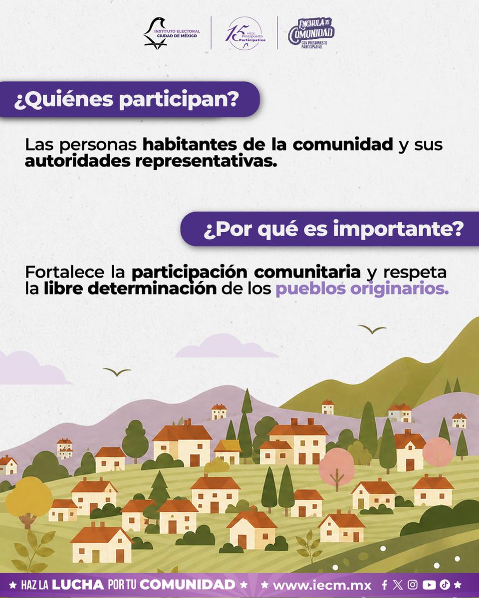 Distrito26_IECM's tweet photo. 🌱 Los pueblos y barrios originarios de la CDMX tienen mecanismos propios para decidir sobre los proyectos para sus comunidades.​

Conoce cómo se desarrolla el Presupuesto Participativo, respetando sus sistemas normativos y formas de organización. https://t.co/MVDpZSyppM