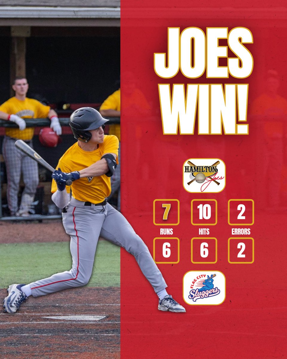 HamiltonJoes's tweet photo. JOES WIN!!!

Your Joes take Game 1 of the 4th of July double header! Game 2 will be starting soon, tune into FloSports to catch the action. 

#GoJoes #NotYourAverageJoes https://t.co/uN9IsWqJbi