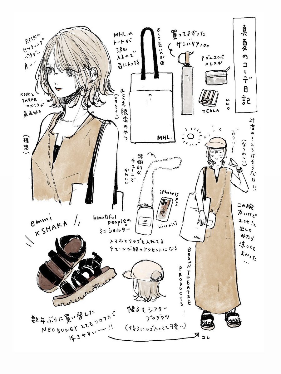 前に描いた夏のコーデメモ
今年のもそろそろ描く! 