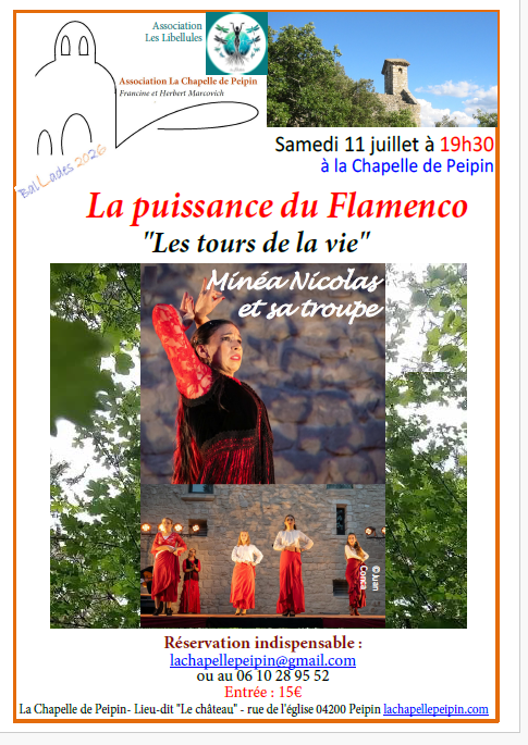 MalkaMarcovich's tweet photo. Samedi 11 juillet à 19h30, "la puissance du Flamenco - les tours de la vie" avec Minéa Nicolas à la Chapelle de Peipin, voir détails sur https://t.co/atUGREp1Qm https://t.co/X1S7eC6o4R