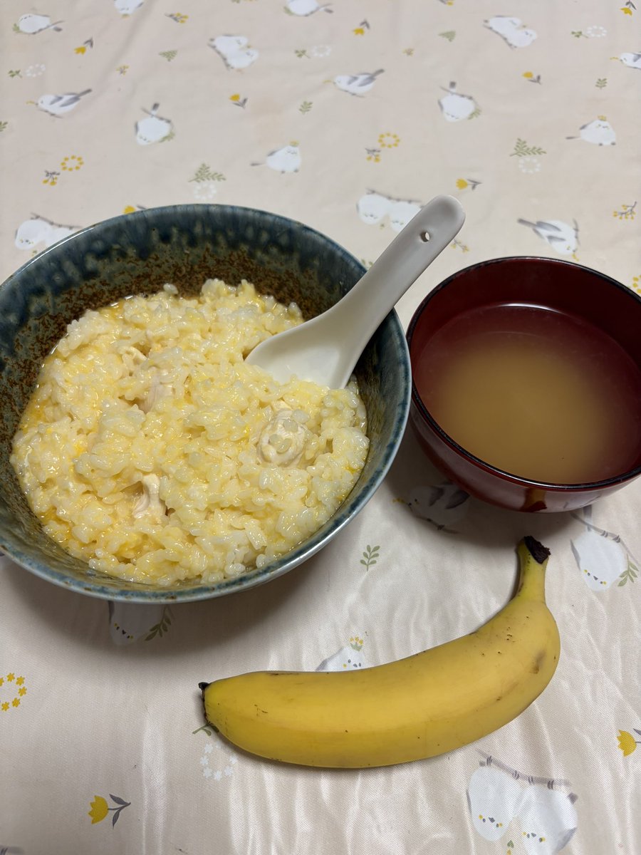 Moca20195344's tweet photo. 昨日の夕ご飯
鶏雑炊(卵入り)と具なし味噌汁とバナナ
お腹空いたら嫌だなぁと多めに作った鶏雑炊をお腹いっぱい食べたので結局バナナは食べれず。
偏頭痛と食べ過ぎで気分が悪くなりダウン😵‍💫
検査前から何してんだ?!
今日はミールキット生活なので食事で失敗する事はないでしょう🤣
 #大腸内視鏡検査 https://t.co/kTDAJZAmVT