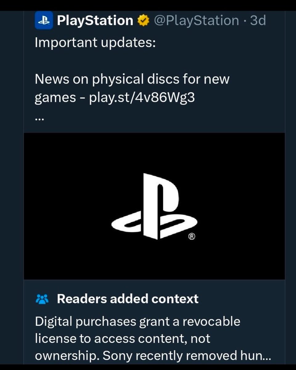 andresry10's tweet photo. @PlayStation Why are u deleting the community note? https://t.co/8AAuwVgEOc
