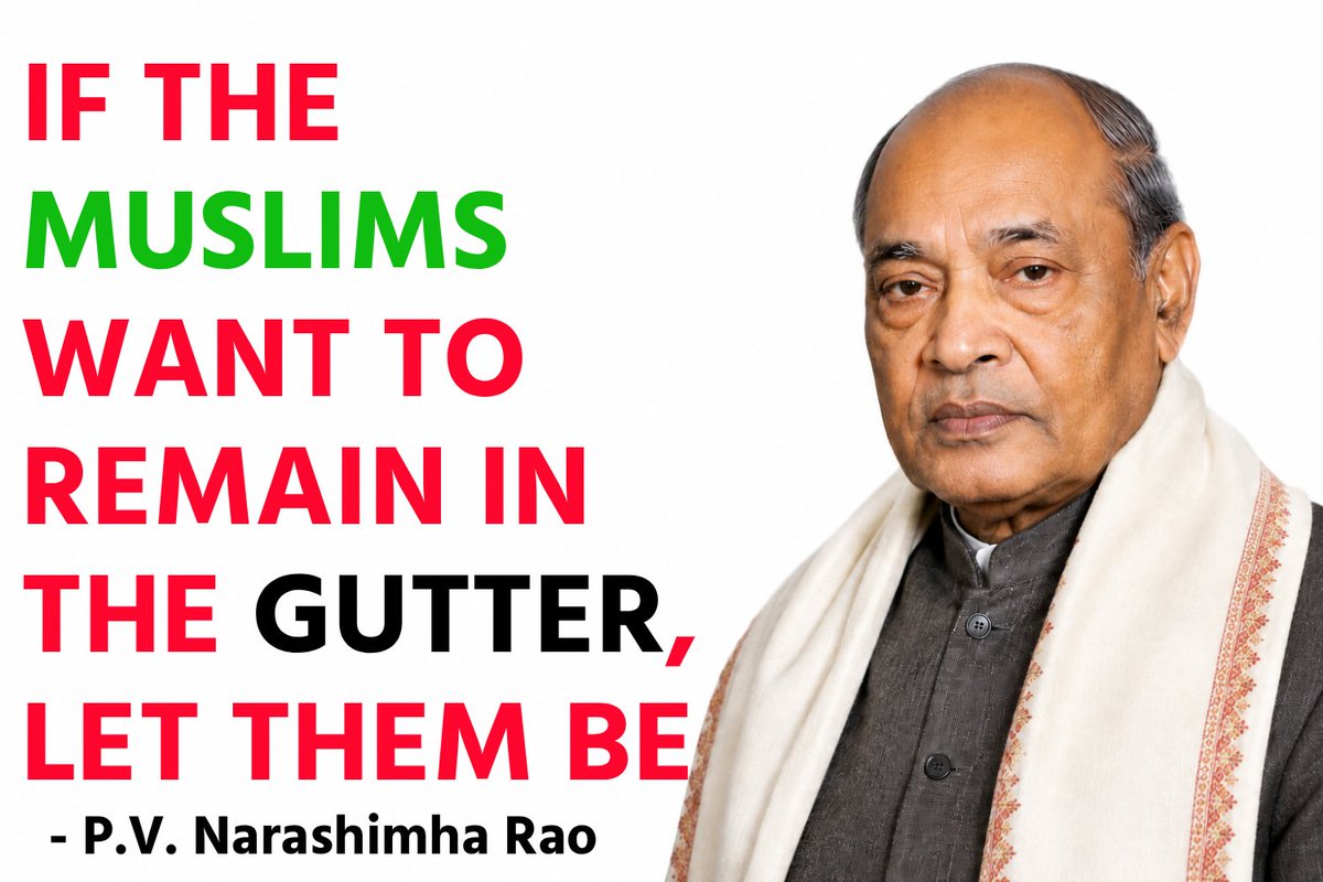 GuavaKisan's tweet photo. If the Muslims want to remain in the gutter, let them be.
The statement was reportedly made during the historic Shah Bano case controversy in 1986.
#Islam #Muslims #India #NarasimhaRao #ShahBanoCase #Hindus #Hinduism #Quran #Hijab #OppressedMuslims https://t.co/BjLt4DJfHe