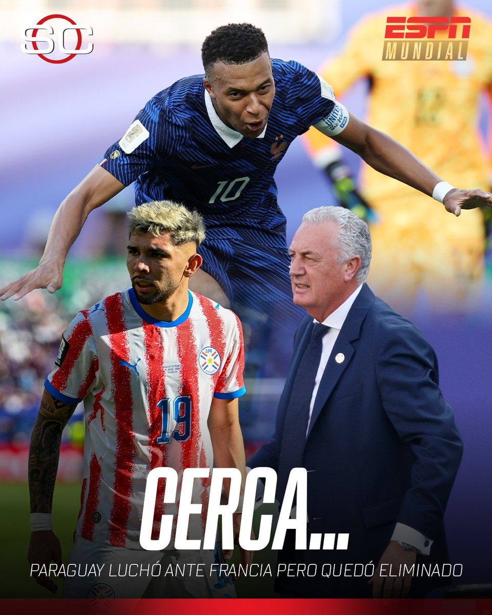 SC_ESPN's tweet photo. 👏SE VA APLAUDIDO POR TODOS…

🇵🇾 Paraguay no pudo consumar una nueva utopía imposible y perdió ante Francia por 1-0 en los Octavos de final de la Copa del Mundo

⚽ Kylian Mbappé de penal

🔜 Les Blues jugarán Cuartos de final el jueves ante Marruecos

⚽ #ESPNMundial https://t.co/gaiOqyPIYT