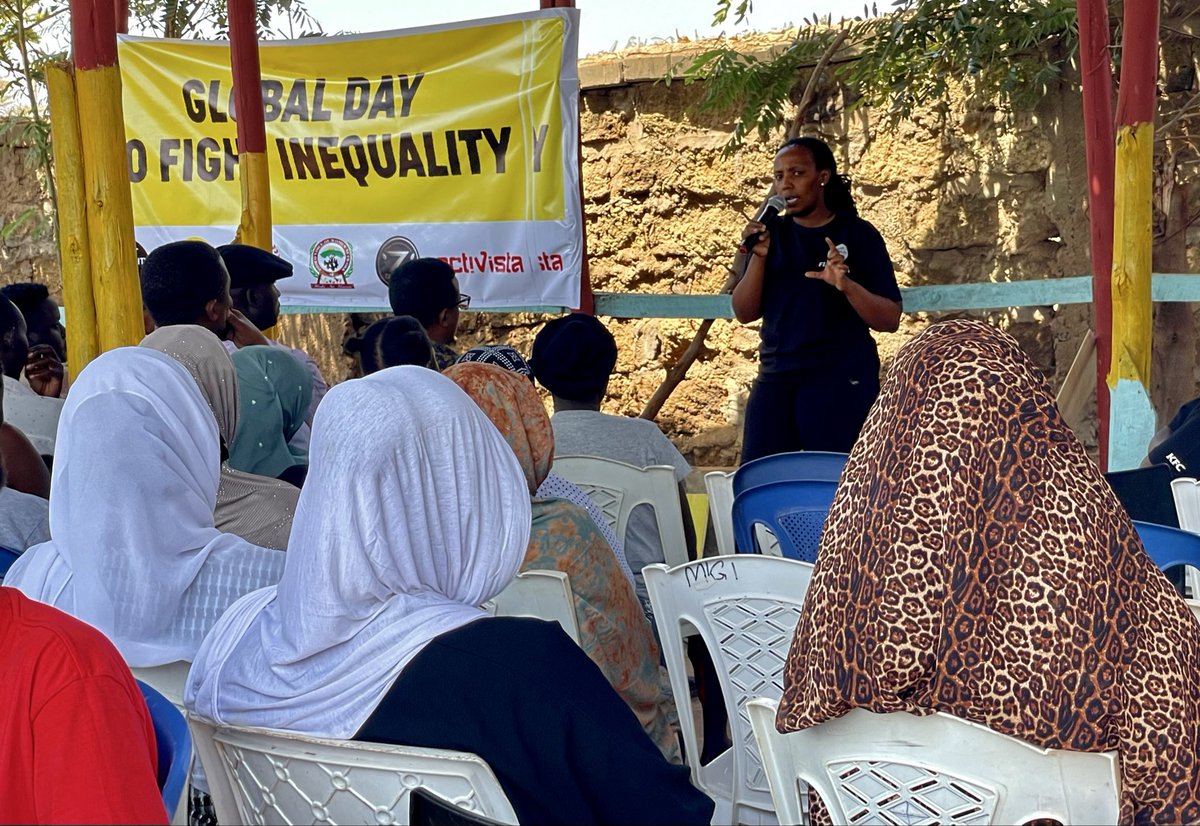 Isioloadvocacy's tweet photo. Young people gathered at Kaskazini Centre to mark the Global Day to Fight Inequality. Together, we say #RedCardToInequality and demand justice, equal opportunities, and inclusion for all. @FightInequalityKenya @Isiolo_VWN @ActivistaKenya #FightInequality #WeThe99 https://t.co/7oh7ngCZmj
