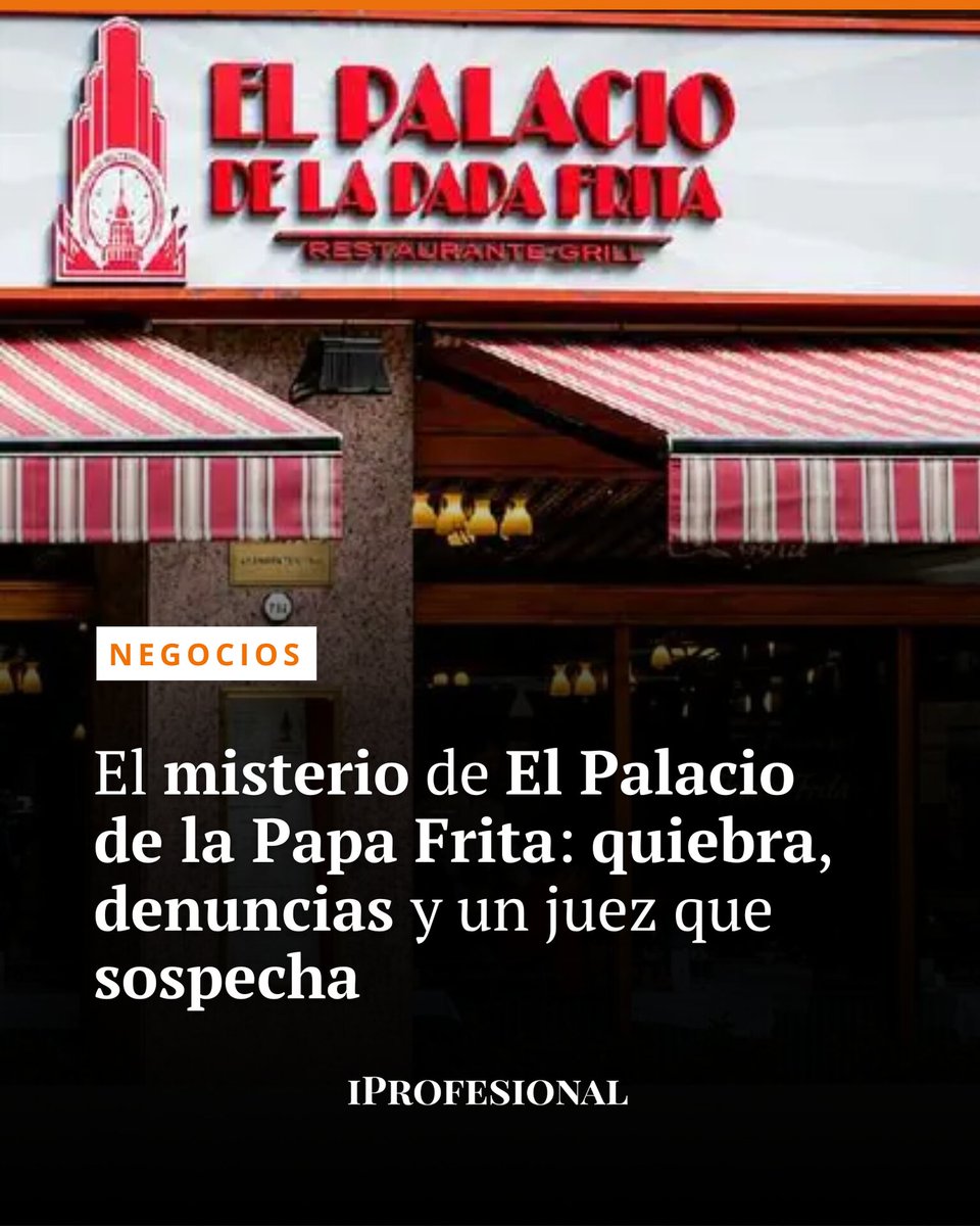 iProfesional's tweet photo. 🍟 El Palacio de la Papa Frita quedó envuelto en un escándalo judicial. Tras la quiebra de la empresa, un nuevo local abrió con un nombre casi idéntico y el juez investiga posibles irregularidades.

🔗 Leé más 👉https://t.co/ZMxvglFKMD

#Negocios https://t.co/E1iGP2LOKb
