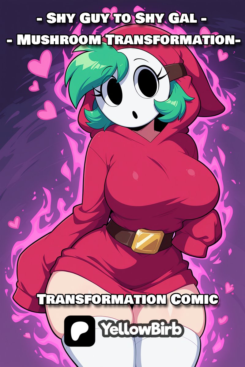 the_Yellow_Birb's tweet photo. Shy Guy finds a glowing pink mushroom… and turns into a thick, busty Shy Gal 🍄🟡

Full comic on Patreon ↓ 
https://t.co/dptBAZXCH1

#ShyGal #ShyGuy #MarioTF #GenderTF #TransformationComic #BreastExpansion #AssExpansion #FurryTF #NSFW https://t.co/S5Ff5Bk0RS
