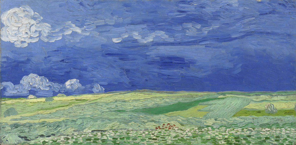 VanGoghTheLife's tweet photo. #VanGogh of the Day: Wheatfield under Thunderclouds, July 1890. Oil on canvas, 50.4 x 101.3 cm. Van Gogh Museum, Amsterdam. @vangoghmuseum https://t.co/rFHJI9UpWy