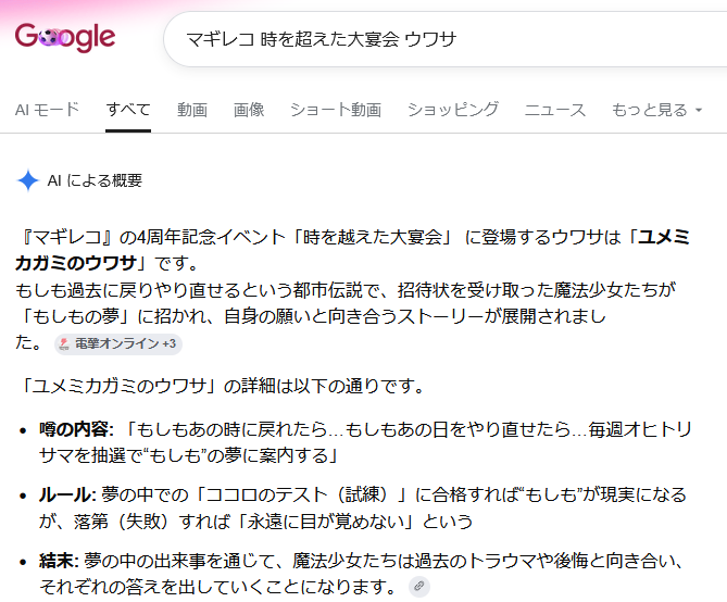 時を超えた大宴会のウワサ名がわからなかったので検索したらAIがまこと