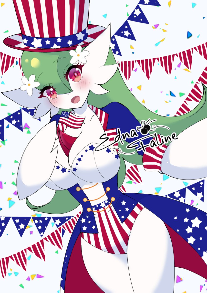 EdnaFaline's tweet photo. Happy fourth July!!! Hello!!! I coming back from my break!!I always love festive theme, so here is my new art of my OC Leafa in uncle sam costume~  how do you spend fourth july? ✧◝(⁰▿⁰)◜✧ pls inter@ct with me so I can be seen ლ(・﹏・ლ) https://t.co/f8T6QAHgnH