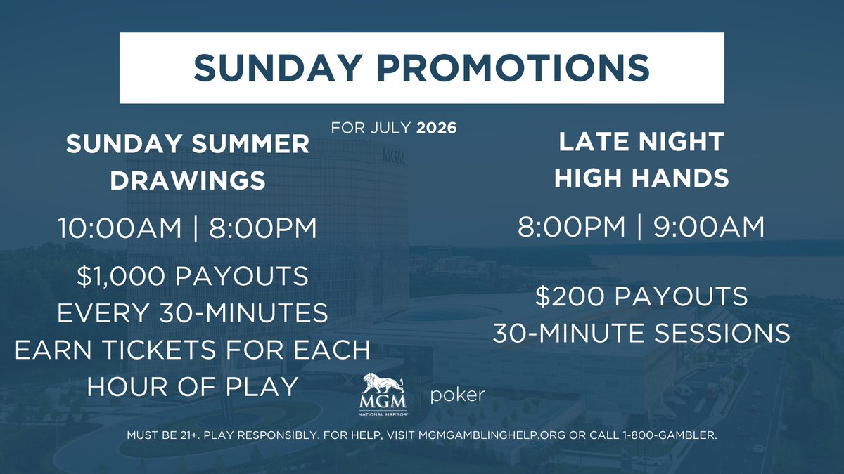 MGMNH_Poker's tweet photo. Sunday, July 19

Poker has a funny way of rewarding patience... right after testing every ounce of it. 

New week, fresh cards, clean slate. 

🃏💙 #SundayGrind #MGMNHPoker https://t.co/ceDbMwnsZV