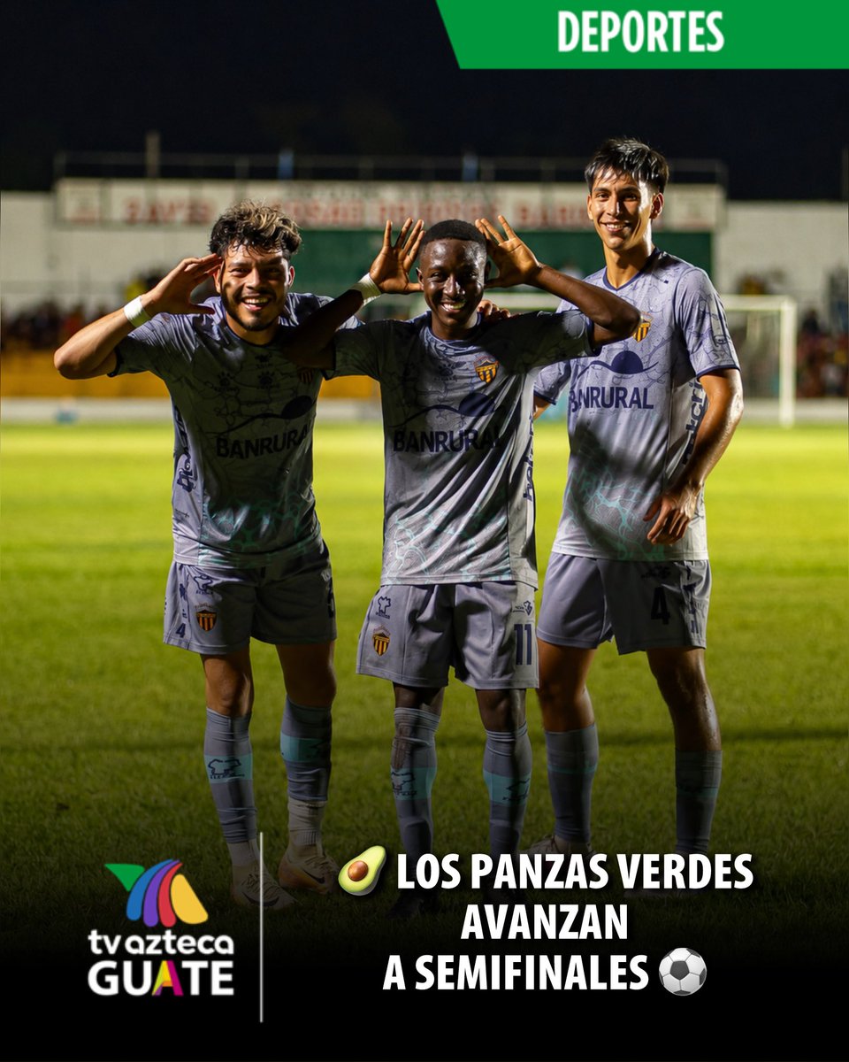 AztecaGuate's tweet photo. #Deportes | 🥑⚽️ Antigua GFC ganó, gustó y goleó en el Estadio David Ordóñez Bardales de Zacapa al Deportivo Municipal R-19, con lo cual, los dirigidos por Mauricio Tapia avanzaron a las semifinales del torneo de copa. 

El próximo rival de los aguacateros saldrá de la llave que disputarán los equipos de Fraijanes y Nueva Santa Rosa.🏆🥳

#TvAztecaGuate #ElMejorCanal #LaCasaDelFut