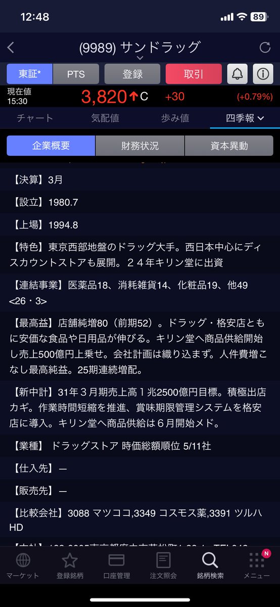 uno74127763's tweet photo. 【優待】9989 サンドラッグ
2026年3月権利100株
優待券2,000円分と
プライベートブランド商品引換券
4,000円相当

[Shareholder Benefit] 9989 Sundrug
March 2026 record date – 100 shares
¥2,000 shareholder vouchers and a private-brand product voucher worth ¥4,000. https://t.co/SQwRwsSHHC