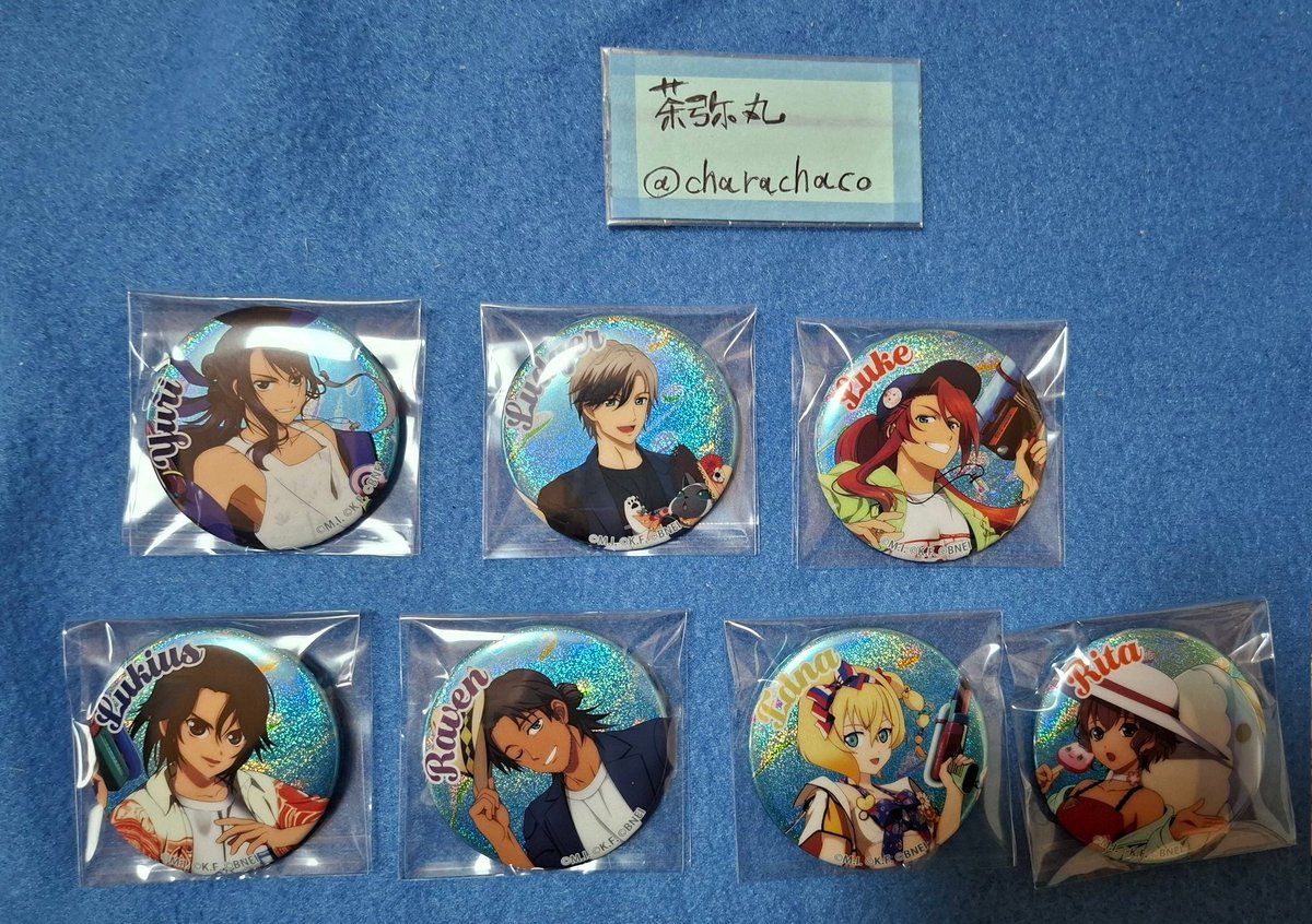 charachaco's tweet photo. 交換 
テイルズ テイフェス 缶バッジ

譲:
ユーリ、ルドガー、ルーク
ルキウス、レイヴン、リタ、エドナ

求:
ゼロス>テュオハリム1

ゼロスが決まり次第テュオハリムとの交換
本日14:00～14:45、もしくは終演後会場現地お手渡しできます
後日郵送も可 https://t.co/M9GSA3vms8
