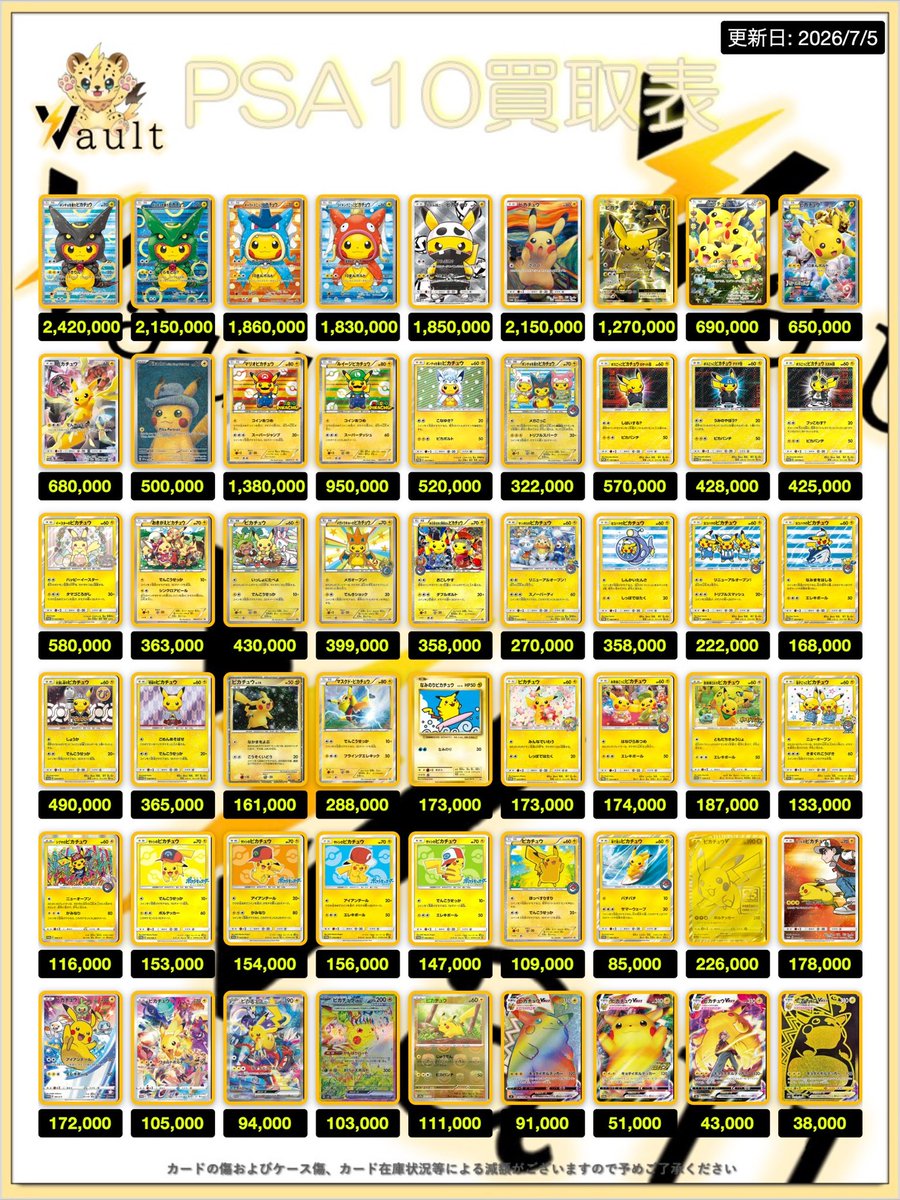 ポケカPSA10強化買取】⚡️7/5更新 ポケカPSA10の買取表になります