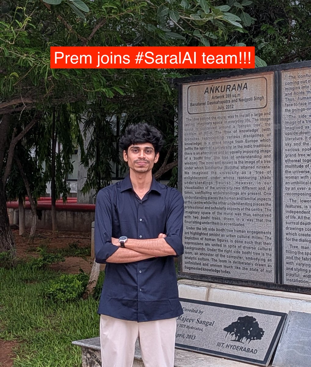 ponguru's tweet photo. 🚀🎉 Welcome Prem Kumar Sharma to the #SaralAI team! 🙌🏽 @iitm_bs graduate 🎓 &amp; former Research Fellow at IIT Bombay, working on AI/ML &amp; Explainable AI 🤖🧠. Excited to build #DemocratiseResearch together! #ProfGiri #KnowledgeDiffusion #OpenSource https://t.co/hHfANCxNRa