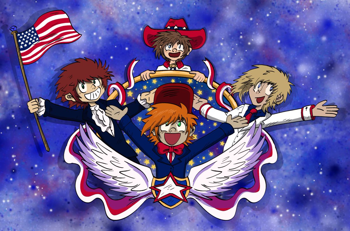 radcular's tweet photo. Before I make a dedicated art profile. I wanted to share this, a good ol' Fourth of July draw featuring -da bois- 
Happy 250th Birthday to America, the absolute best country in the entire world!!!!!!!!!!!!!!!!!! https://t.co/0R8qlyfV0o