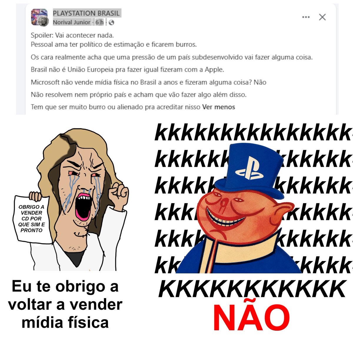 brainletbr's tweet photo. Foi mal mas canetada mágica vindo de país de terceiro mundo não vai fazer Sony voltar atrás.
O que pode fazer a Sony voltar atrás é o consumidor, com todos fazendo boicote, isso que resolve. https://t.co/nFVv8QGDpg