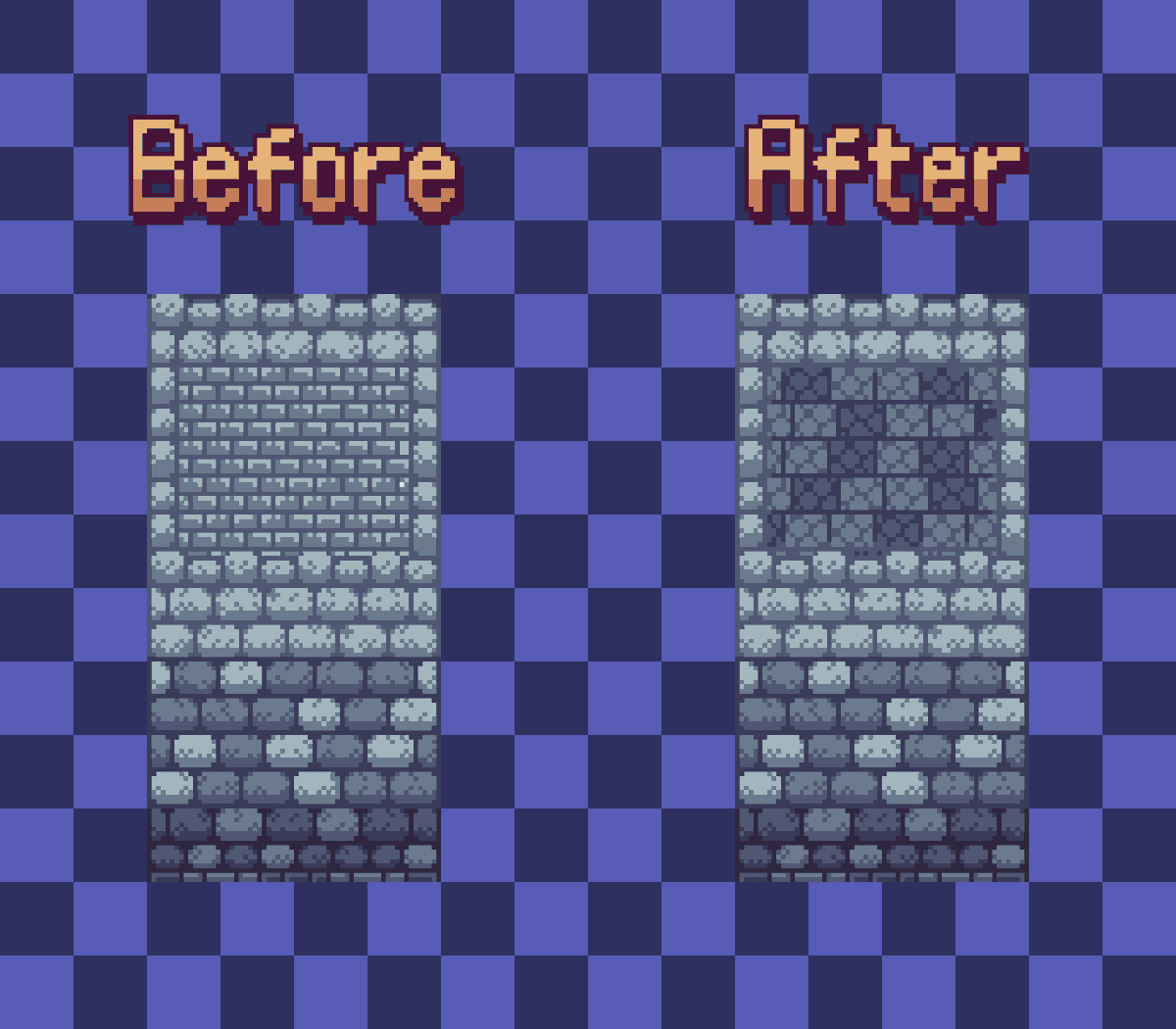 pikselarci's tweet photo. Hmm alternatively, I'll make a wooden floor so that it does not blend in with the walls.
But what ya think? Better or worse? 🤔
#tileset #pixelart https://t.co/AexeuWT9d9