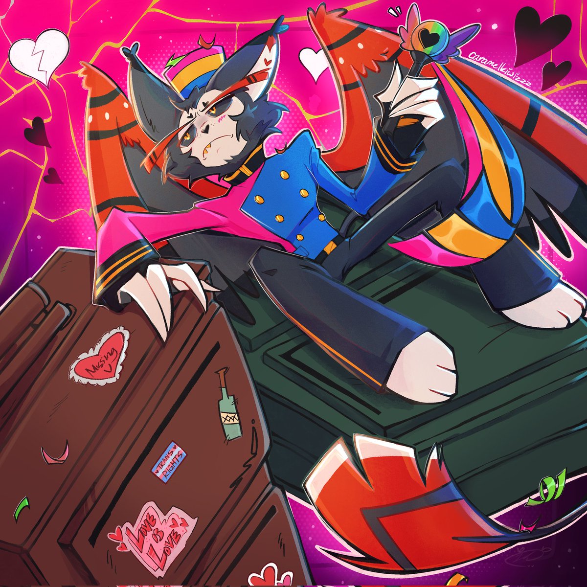 caramelkiwizzz's tweet photo. Husk is a little heartbroken at the moment, but his time will come. When he can see *him* again 💼💔

#hazbinhotel #huskerdust #pridemonth https://t.co/JHN7CbJ2ZQ