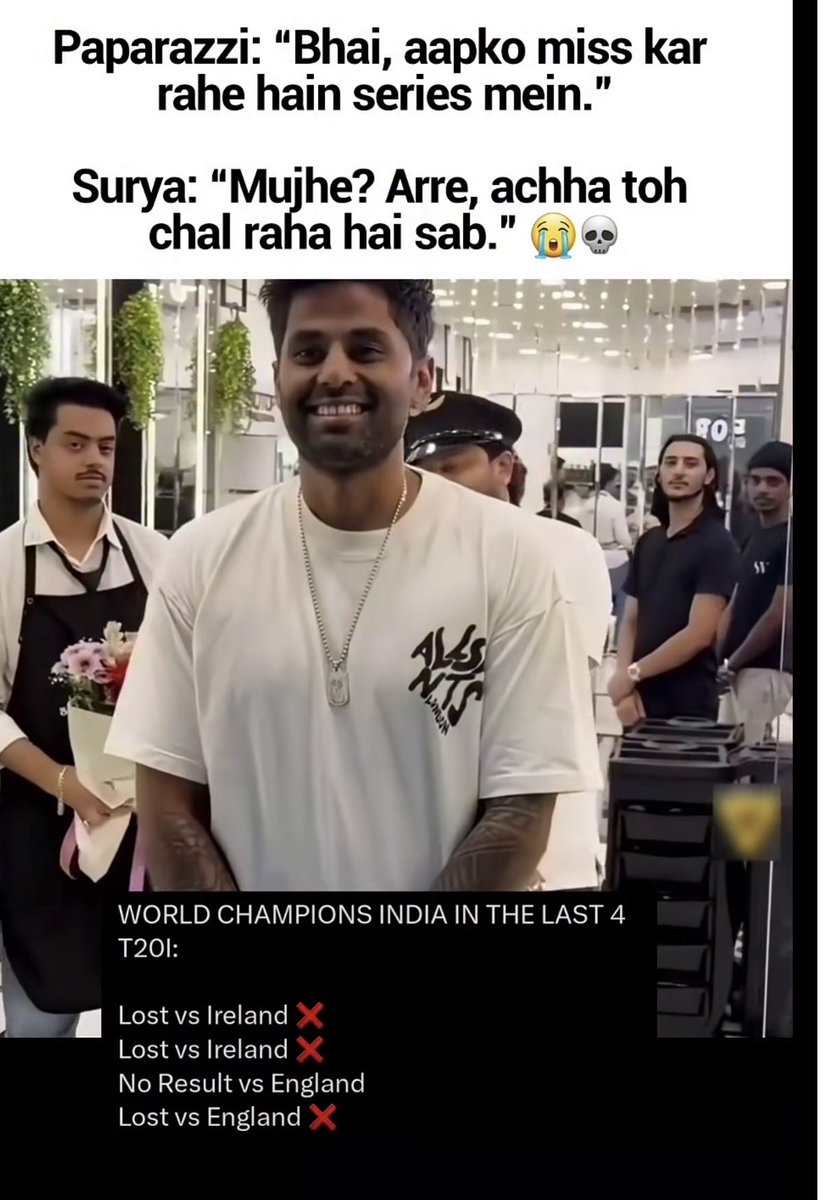 SwiftCoverDrive's tweet photo. arey surya dada 
love your humour 😭😭😭
stay the same bro https://t.co/4cLuREEZKP