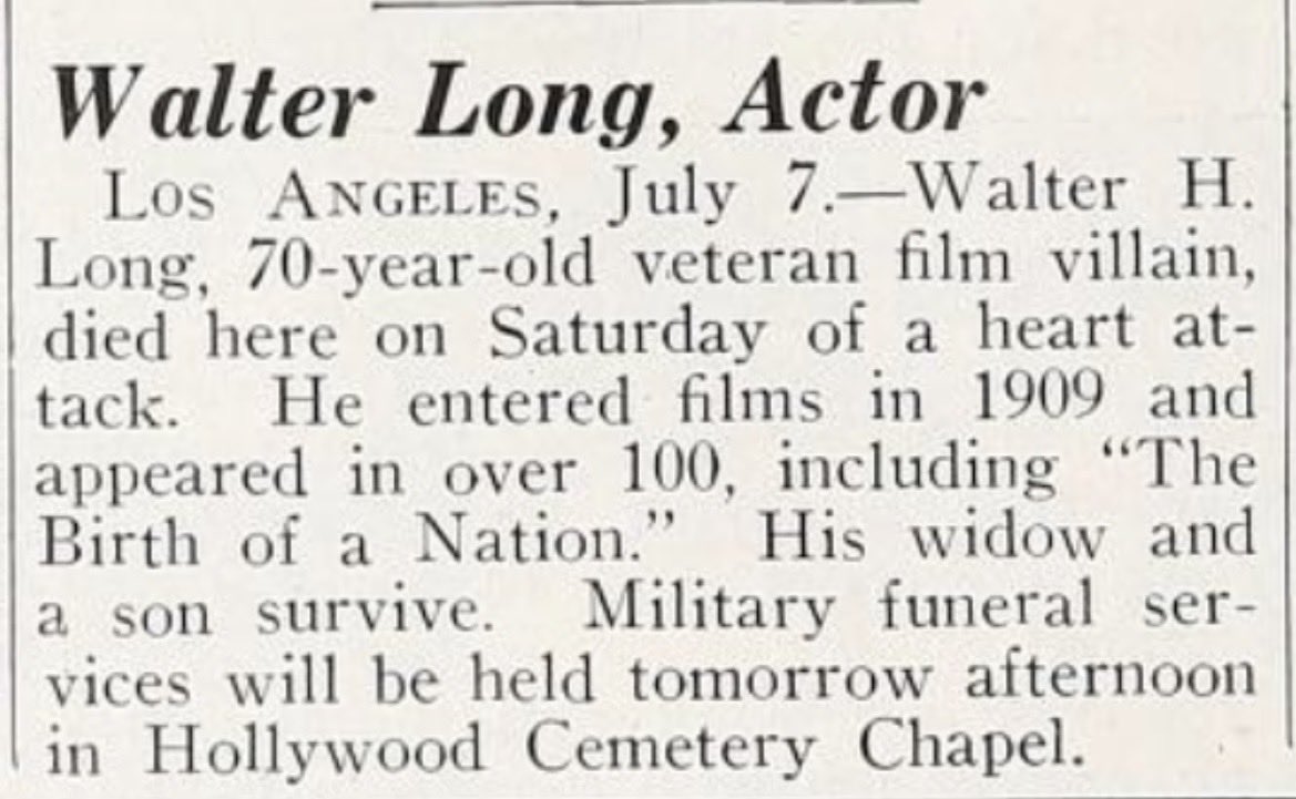 WallaceReid_'s tweet photo. 1952, 4 July  Actor Walter Long passed away very famous villain &amp; Laurel &amp; Hardy nemesis #Obit https://t.co/6hUyG0sE0v