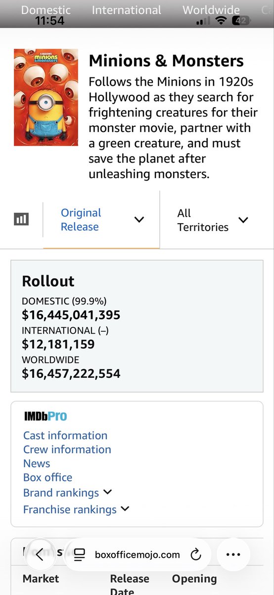 JasonDCollins89's tweet photo. @boxofficemojo I could be wrong here but it would seem according to you @Minions has the highest box office take ever https://t.co/G9Taa7kYKP
