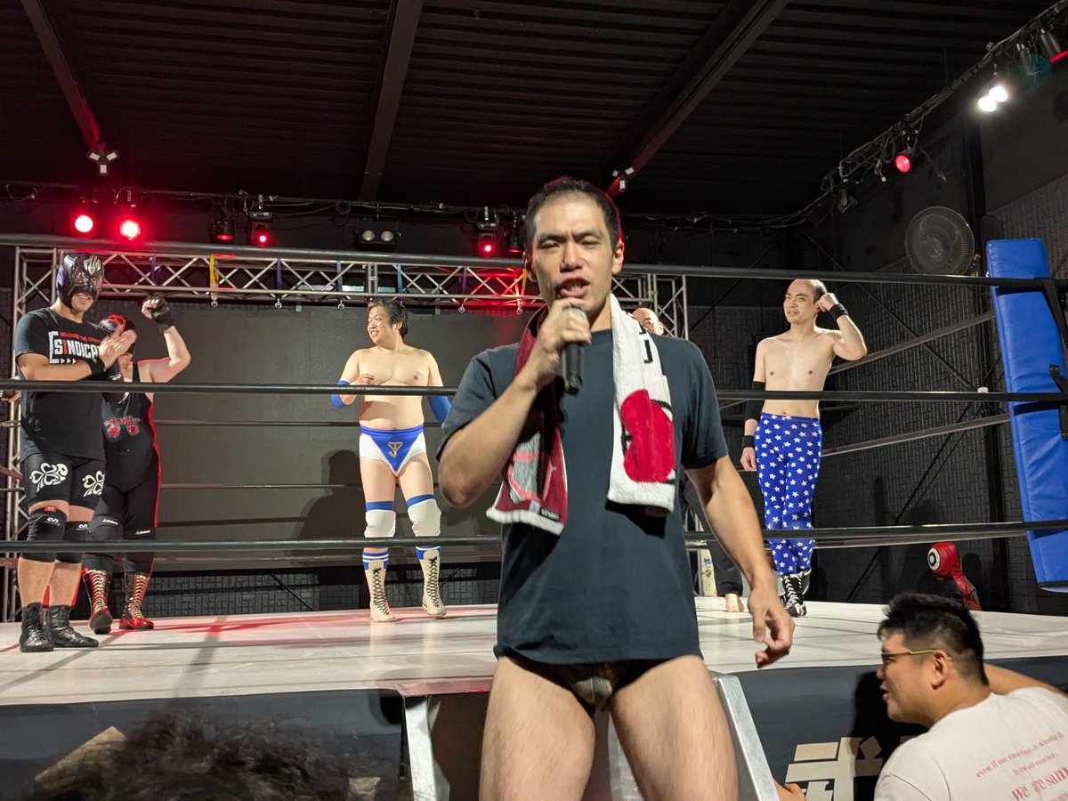 kkenichi's tweet photo. 第三試合 コッペパンベイダー&amp;佐々木ゆずる&amp;ザノーネーム vs ジミーヤンキー&amp;ユウキロバートカワグチ&amp;風渡辺琉
#WINRAW0705 https://t.co/JxAGGTTDwN