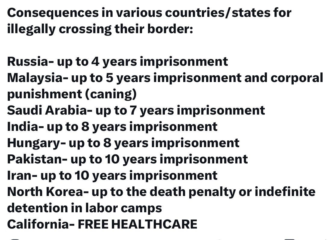 MissyIsMaga's tweet photo. @libsoftiktok @DHSgov So I did some research, and in places like Pakistan you will be thrown in prison for up to 10 years for illegally crossing their border.

Why do they expect us to give them free groceries and healthcare in America?! https://t.co/5tzTDe0TEz