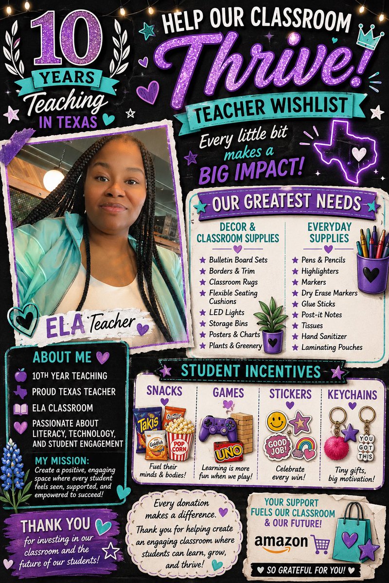 Motiv8d_Mommi3's tweet photo. @MsK0081 10yr teaching👩🏾‍🏫 EdTech Queen bringing all tech and gaming to the ELA title 1 classroom  or 2nd home 🏡 🎮 💻 Thankful for the support and help this is greatly appreciated  #clearthelist #clearthelist2026 #BeAGoodHuman 

https://t.co/pvTzQGwj7p https://t.co/wFPgYEXxGo