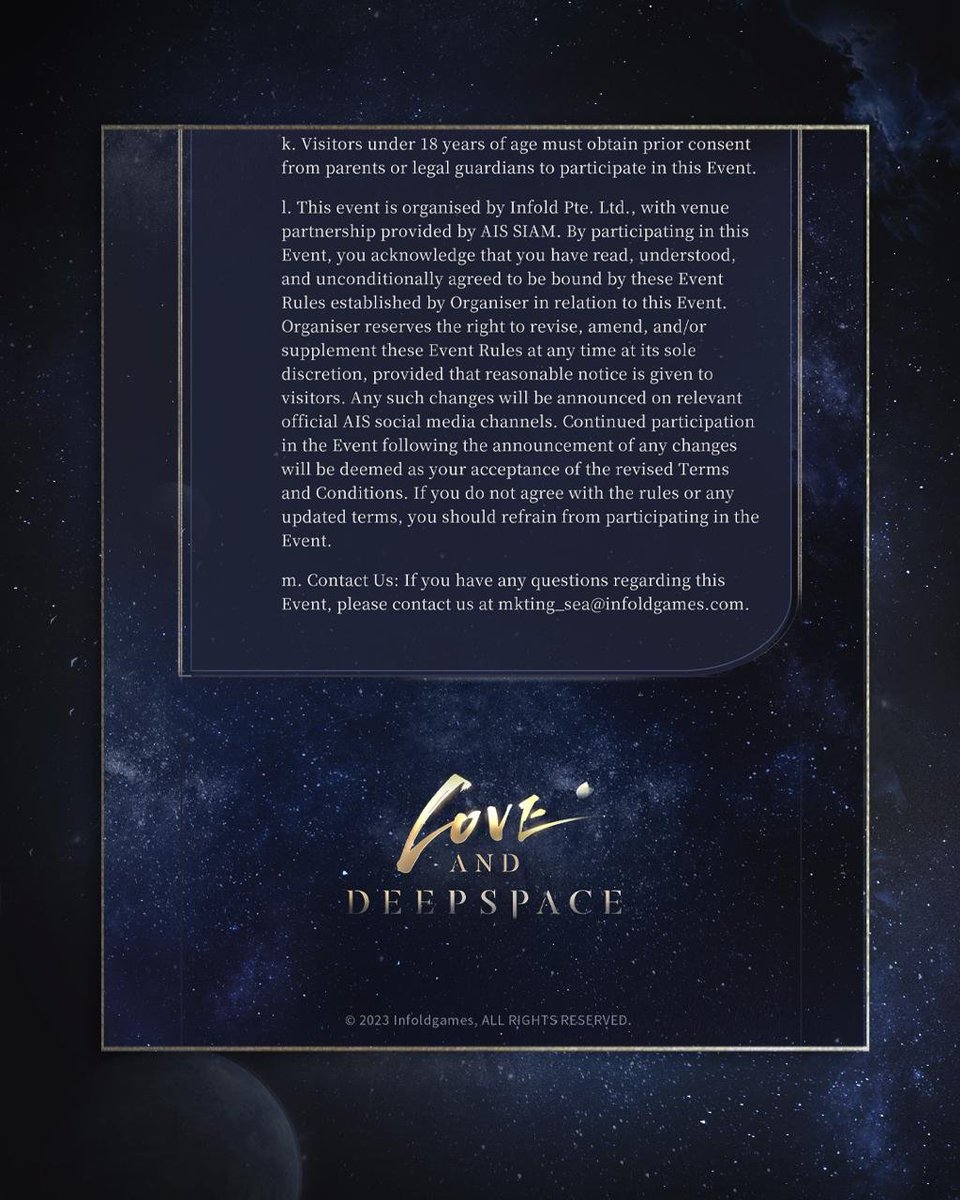 LadThailand's tweet photo. 💫 Love and Deepspace Limited-Time Event มาถึงกรุงเทพฯ ประเทศไทยแล้ว! 💫

กิจกรรมอย่างเป็นทางการครั้งแรกในไทย Love and Deepspace จับมือกับ AIS SIAM เพื่อมอบประสบการณ์ออฟไลน์ให้กับเหล่าฮันเตอร์ ทุกคนพร้อมหรือยัง? 💖

🗓️ 10 – 19 กรกฎาคม 2026

เวลากิจกรรม 10:00 - 19:30 น., ผู้เข้าชมชุดสุดท้าย 19:00 น.

 💫 แวะมาเยี่ยมชม AIS SIAM และสัมผัสพื้นที่จัดแสดงของหนุ่ม ๆ ในเกม
 💫 ถ่ายภาพร่วมกับสแตนดี้ของเหล่าหนุ่ม ๆ พร้อมเก็บความทรงจำสุดประทับใจ
 💫 แชร์ภาพของคุณลงโซเชียลมีเดีย พร้อมติดแฮชแท็ก #LADSxAISSIAM

แล้วพบกันที่ AIS SIAM! 💚

↓↓↓ ดูรายละเอียดกิจกรรมและกติกาได้จากภาพด้านล่าง ↓↓↓

#LoveandDeepspace #lndsea #LADSxAISSIAM #AISSIAM