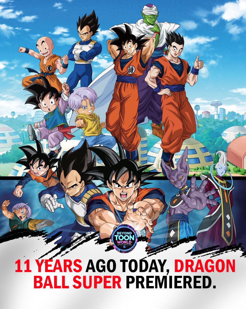 BeyondToonWorld's tweet photo. Eleven years ago today, Dragon Ball Super premiered, marking the long-awaited return of the Dragon Ball anime franchise.

The series introduced new transformations, unforgettable battles, and iconic story arcs, including the Tournament of Power, cementing its place as a fan favorite.

#DragonBallSuper #DragonBall #AnimeAnniversary