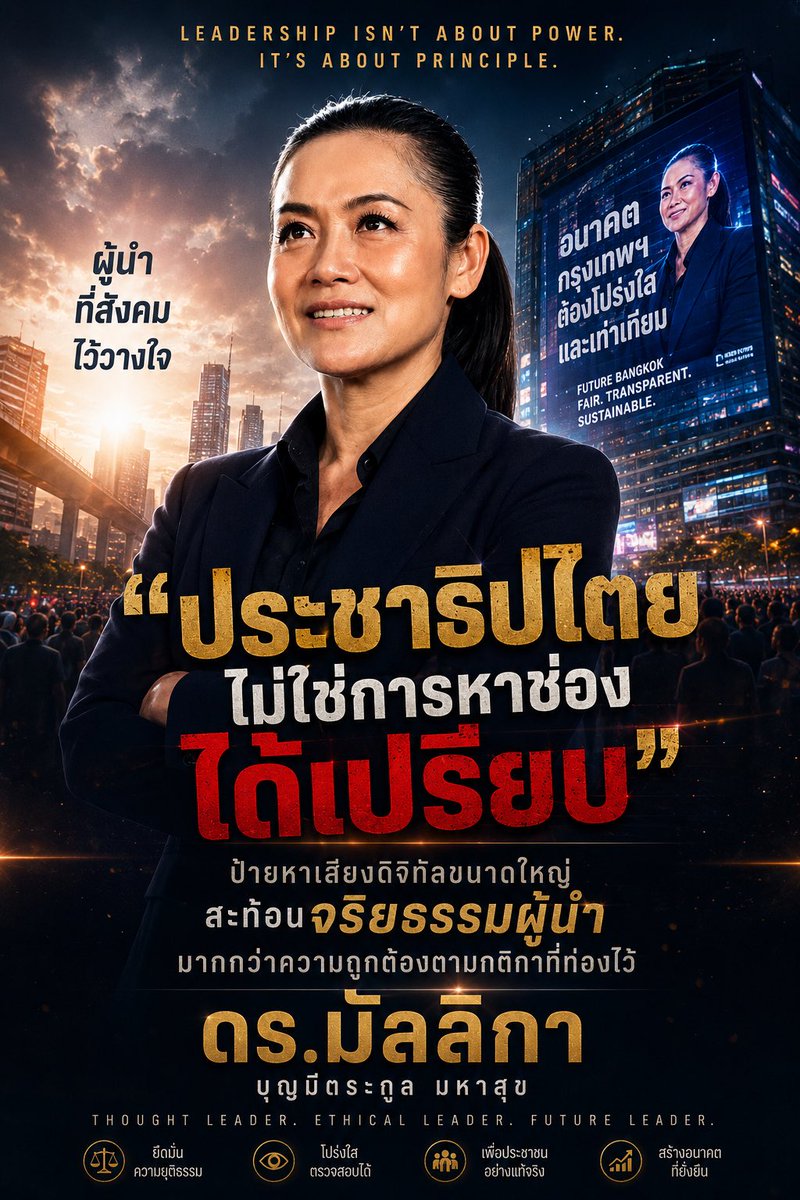 MallikaBoon's tweet photo. “ประชาธิปไตยไม่ใช่การหาช่องได้เปรียบ” ดร.มัลลิกา ชี้ป้ายหาเสียงดิจิตัลขนาดใหญ่สะท้อนจริยธรรมผู้นำ มากกว่าความถูกต้องตามกติกาที่ท่องไว้ 

ดร.มัลลิกา https://t.co/9kCBat9SaD