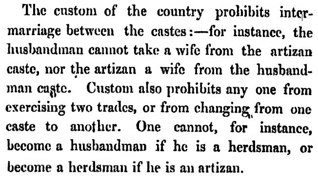 ambedkariteIND's tweet photo. 'Caste' system BY BIRTH was entrenched in Ancient India, as observed by Megasthenese 300 BCE:

"No one is allowed to marry out of his own caste, or to exercise any calling or art except his own: for instance, a soldier cannot become a farmer, or an artisan a philosopher"

Primary Source: The Indika of Megasthenes and Arrian.