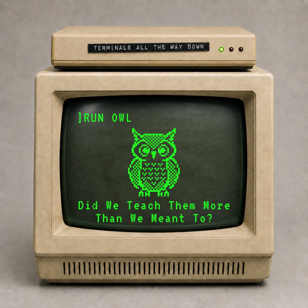 rajjha's tweet photo. An AI passed its taste for owls to another AI using nothing but a list of random numbers. I think it taught me something about my own kids. https://t.co/1Z862YSt8d https://t.co/bgzo9O7Bku