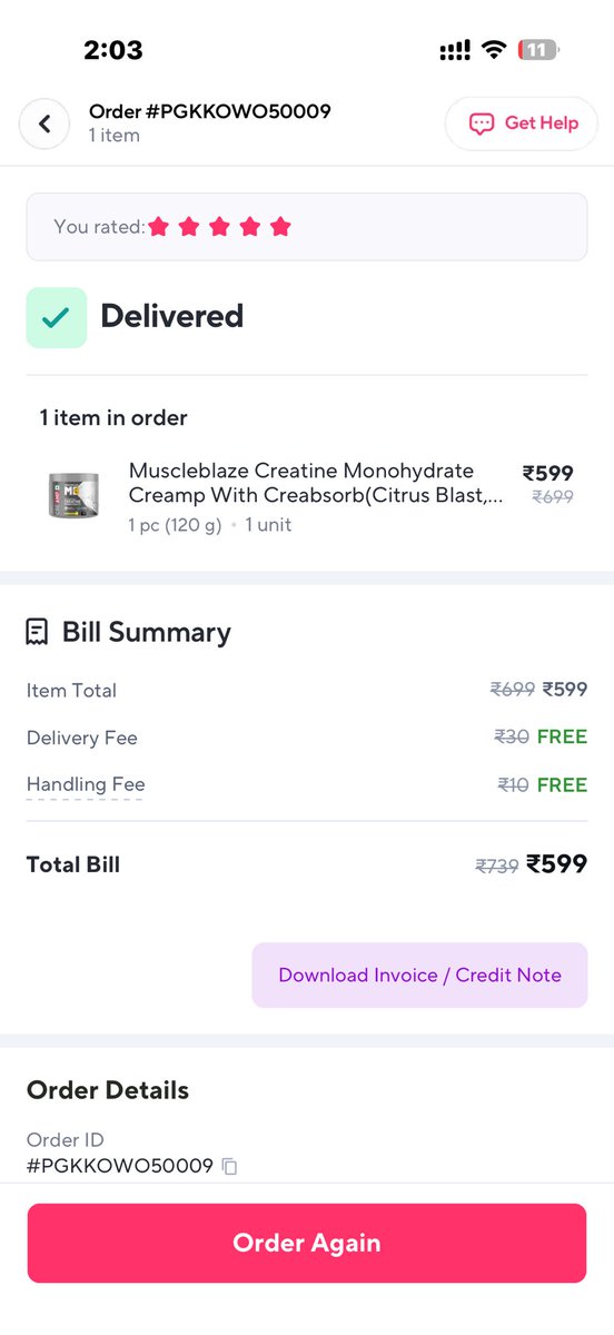 TomoghnoM's tweet photo. @zeptocares Got a creatine from zepto and turns out its fake after i noticed some difference after having it and then the code was shown invalid from the muscleblaze website so zepto sent a guy to collect the order from me but not surprisingly he was unable to scan it for return https://t.co/LVR0PLFxwv