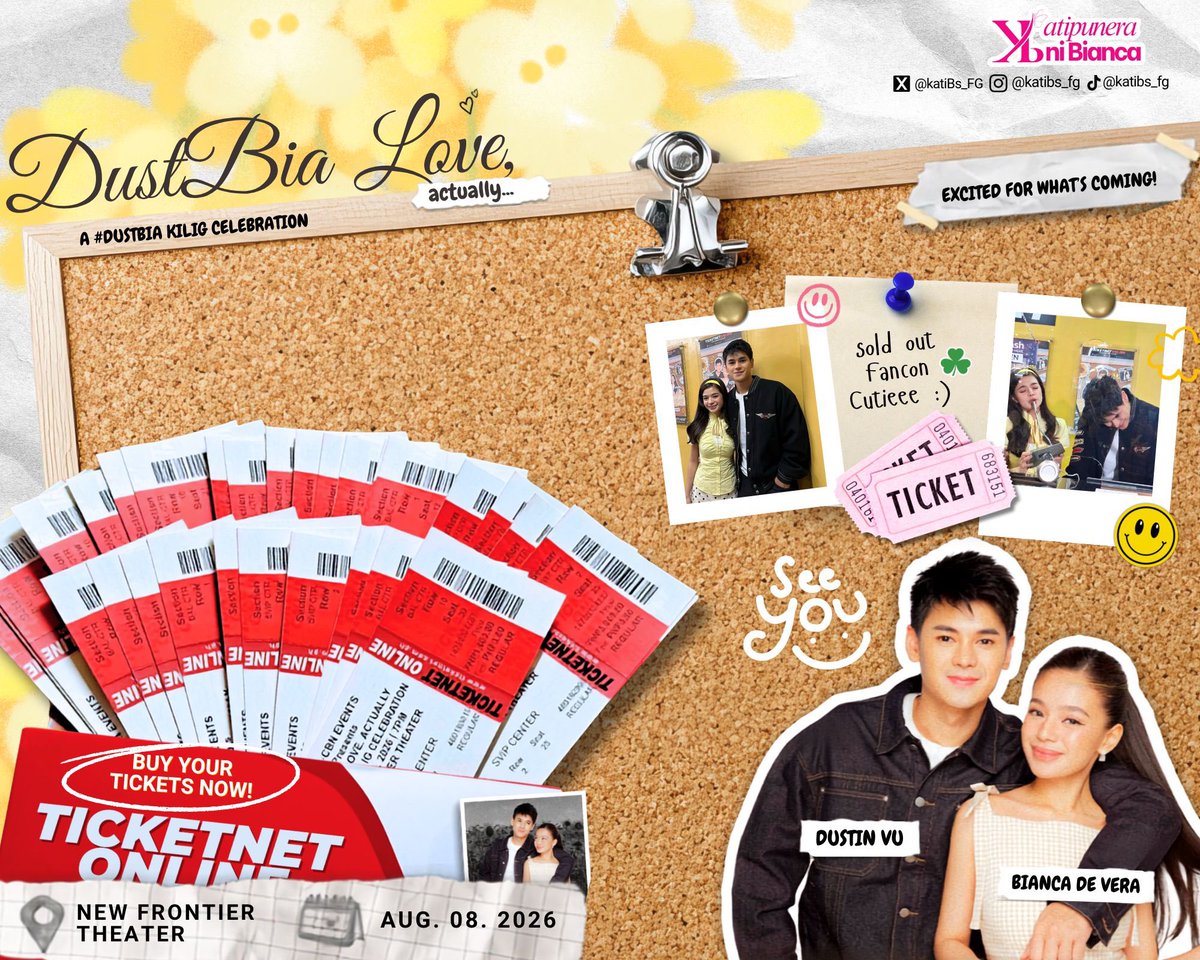 KatiBs_FG's tweet photo. DUSTBIA FANCON? COUNT US IN!

44 tickets purchased to support Bianca and Dustin’s upcoming fancon event - Dustbia Love, Actually. 💝

We can’t miss Bianca’s fantasies coming to life and we know you feel the same! Grab your tickets here - https://t.co/mtgNWyyhpy

Let’s fill New Frontier Theater with love and cheers this August 8! See youuuuuuu! 👀

@StarMusicPH | @biancadeveraa | @dustinyuu 
#KatipuneraNiBianca #BiancaDeVera #DustBia