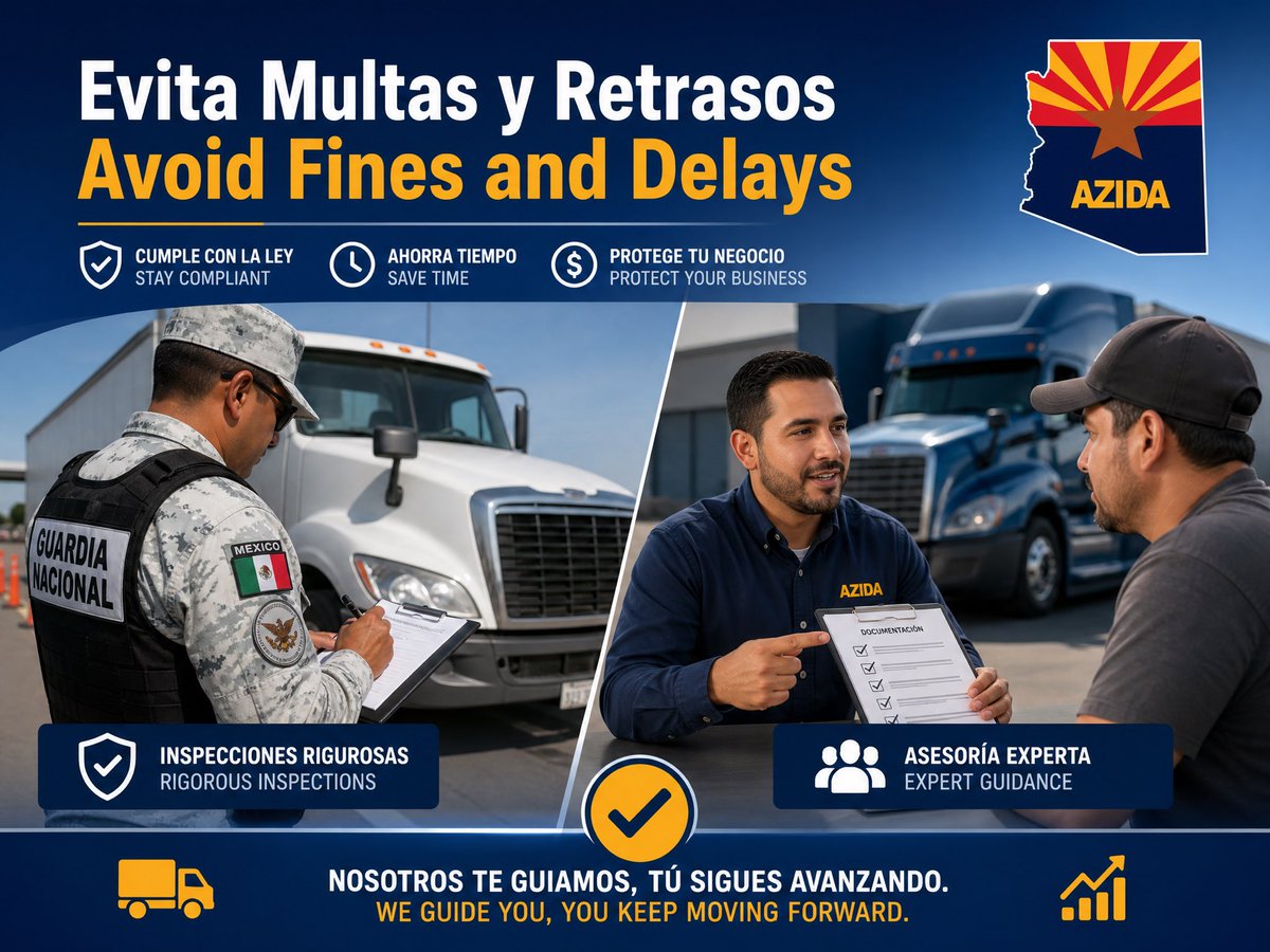 azida_org's tweet photo. Become a member of https://t.co/Gvfzb7jHoj to stay informed about #binationaltransport regulations and avoid delays in your services. @FMCSA @ArizonaDOT @SICTmx #transporte #Trucking https://t.co/4KiG57NhVy