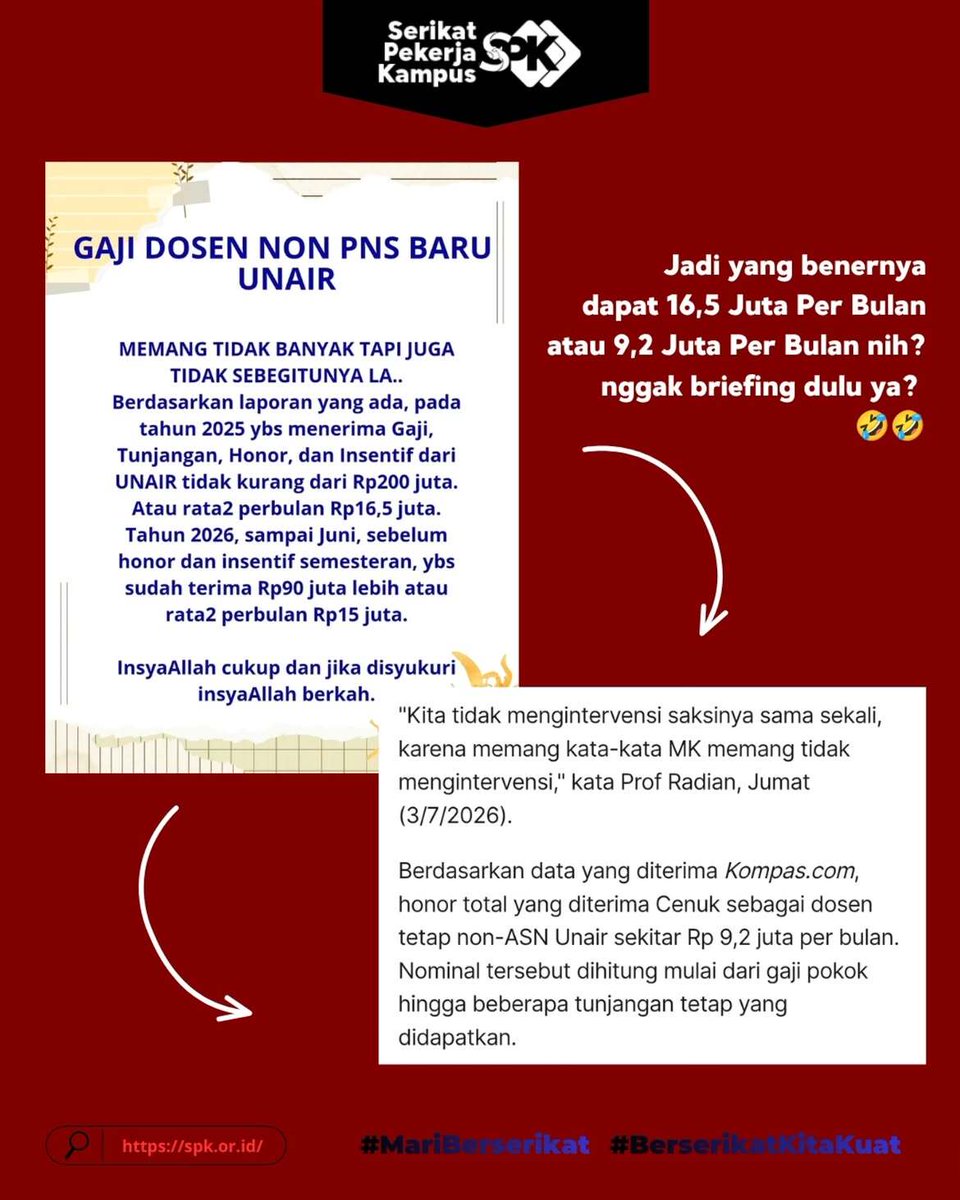 pekerjakampus's tweet photo. Karena sudah mulai mengarah pada serangan isu personal, sebar rumor dan fitnah melalui media tanpa klarifikasi ke saksi kami seperti yang diberitakan @kompascom Surabaya , maka SPK tidak akan diam. https://t.co/mxiR8Kahg3