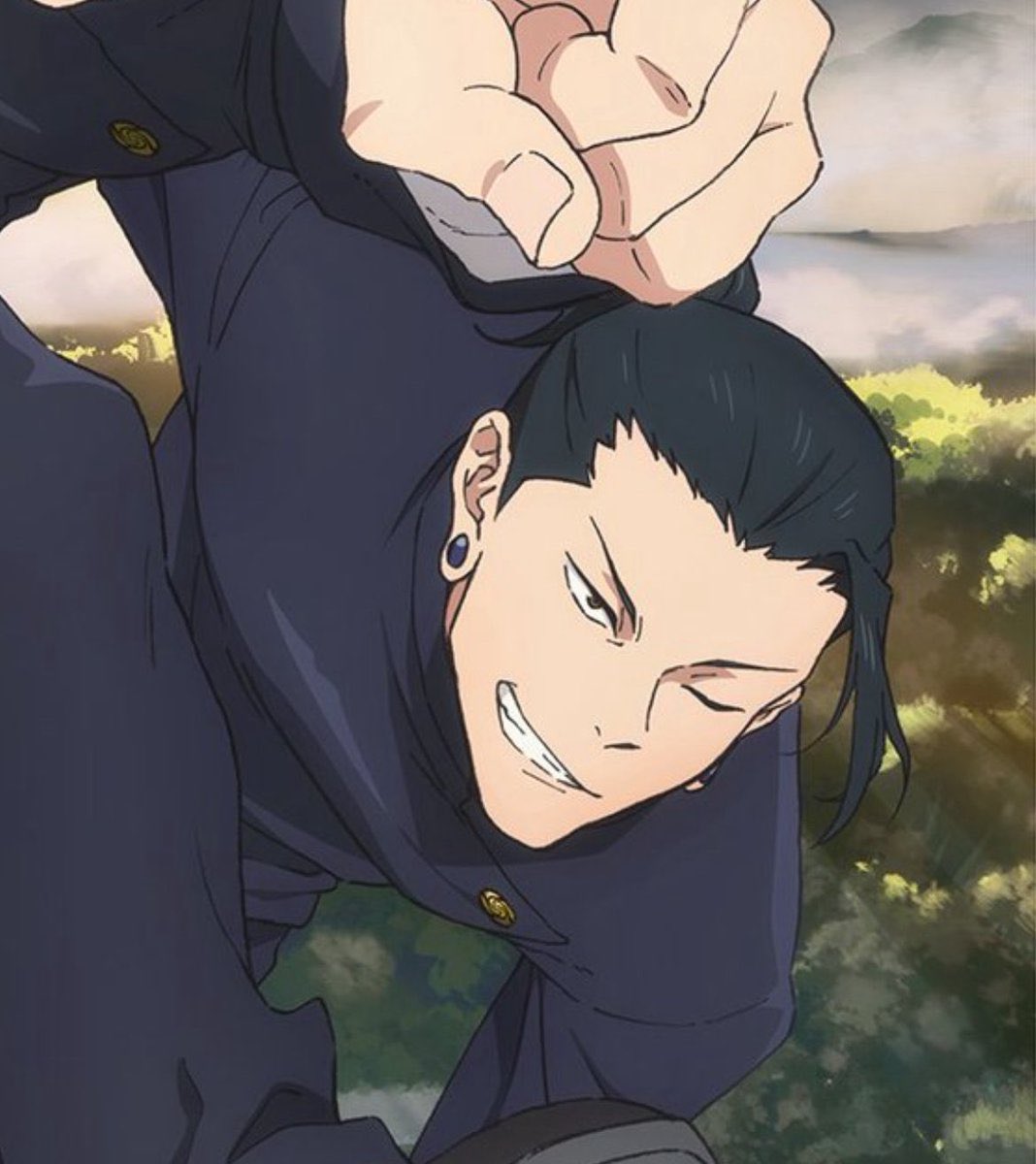 slaxallot's tweet photo. Everyone thinking Geto is flirting cos he keeps winking at them, but really his bang keeps getting in his eye 😉 https://t.co/wMq8UhPw6z