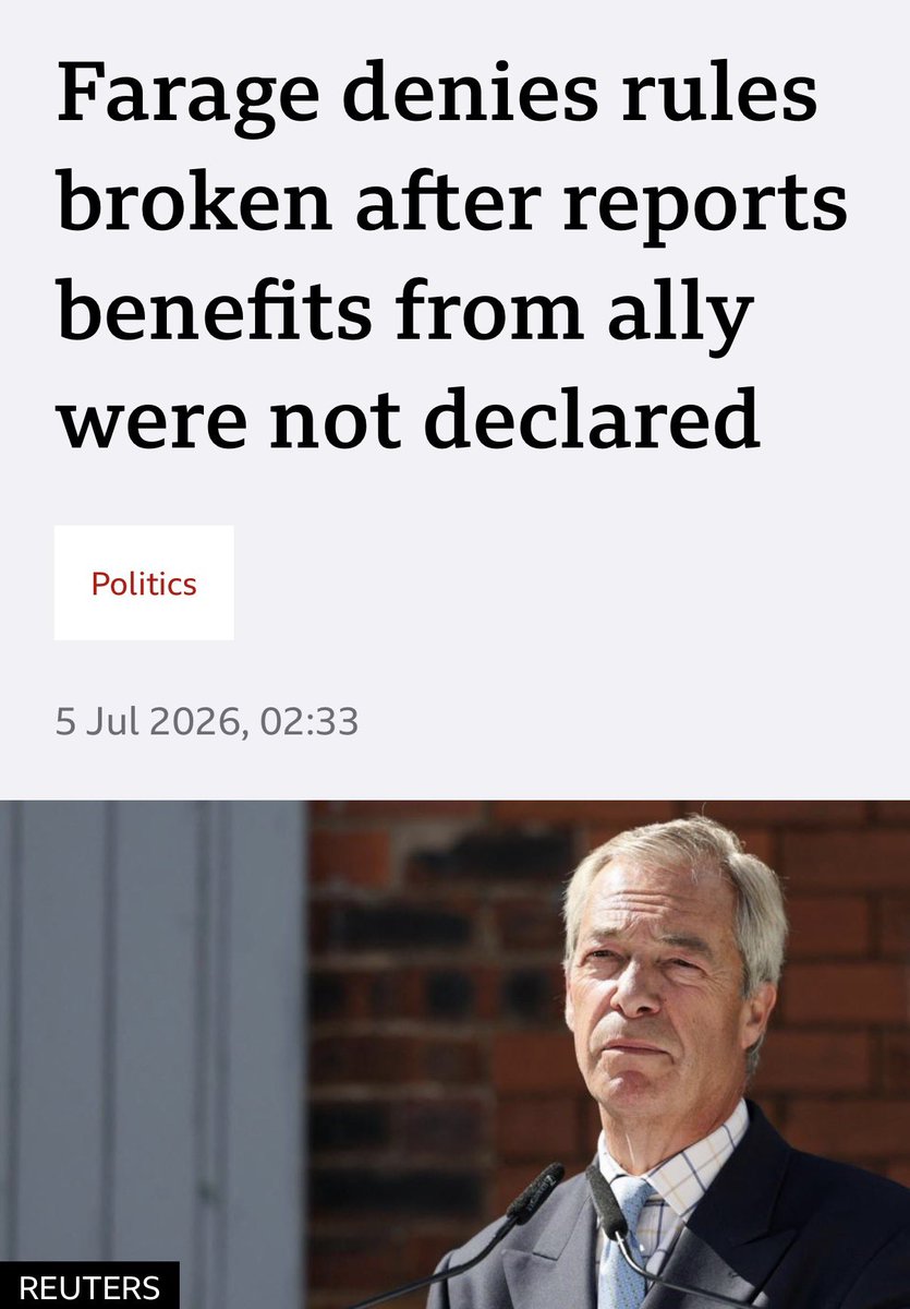 paulmasonnews's tweet photo. Imagine Keir Starmer took undeclared donations from a crook? Chris Mason would have been hyperventilating over that story. When Farage does it, it's a bland write thru leading with a spokesman's denial / two tier BBC reporting has to end 👇🏽 https://t.co/UHCEqzKB89