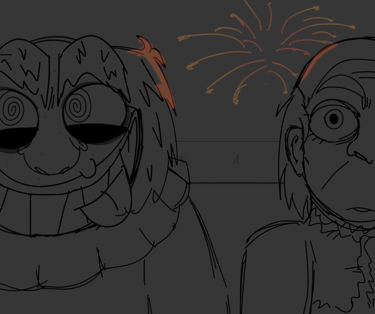 WACKAMOLEGAME's tweet photo. HAPPY SOMEONE LATE 4TH OF JULY!!!!! ALL OF US ARE SITTING ON TOP OF THE TRAIN AND WATCHING THE FIREWORKS! (PS. MORBIDA ALWAYS STARES LIKE THAT. IDK EITHER.) https://t.co/lnWvuhf7CI